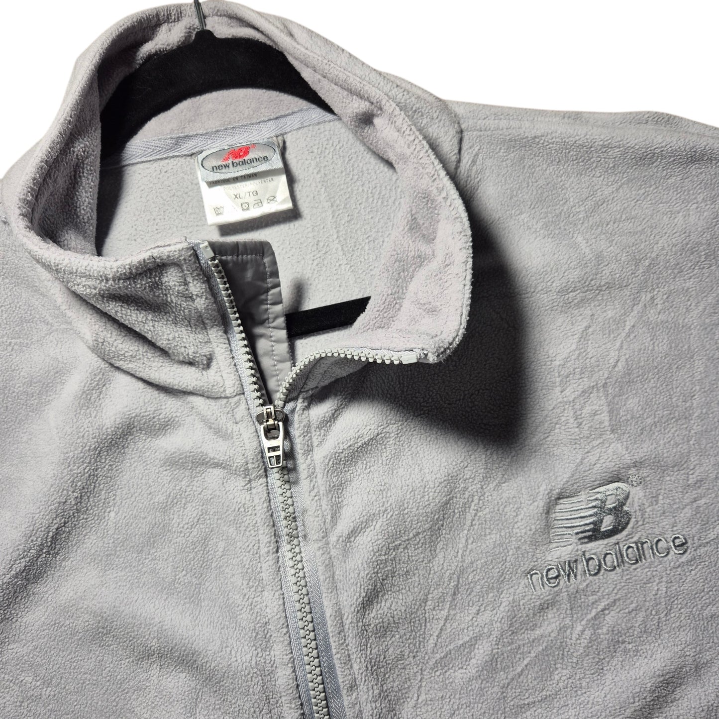 Vintage New Balance 90's Light Grey Fleece Zip Jumper Size XL