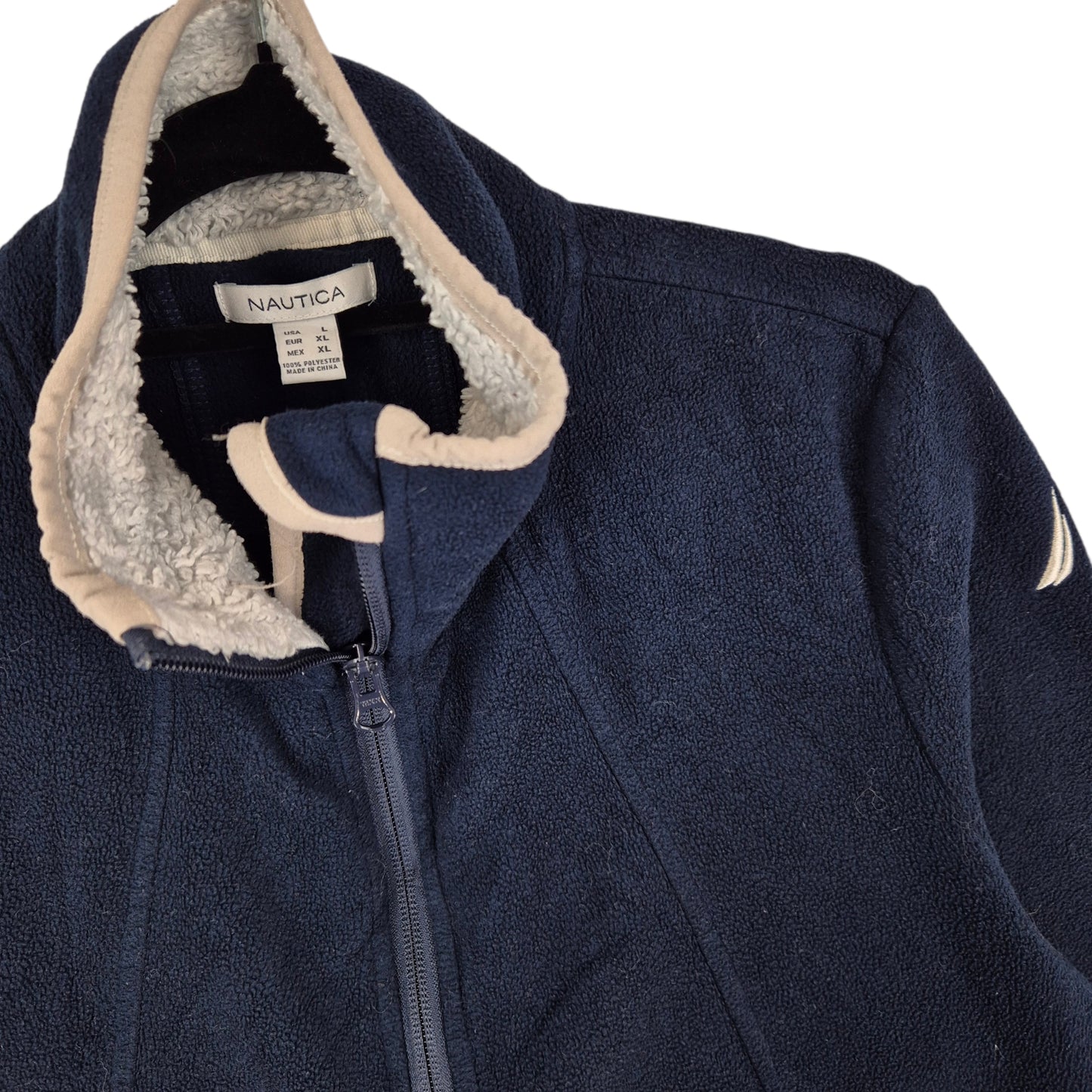 Nautica Womens Dark Blue Fleece Zip Jumper Size L