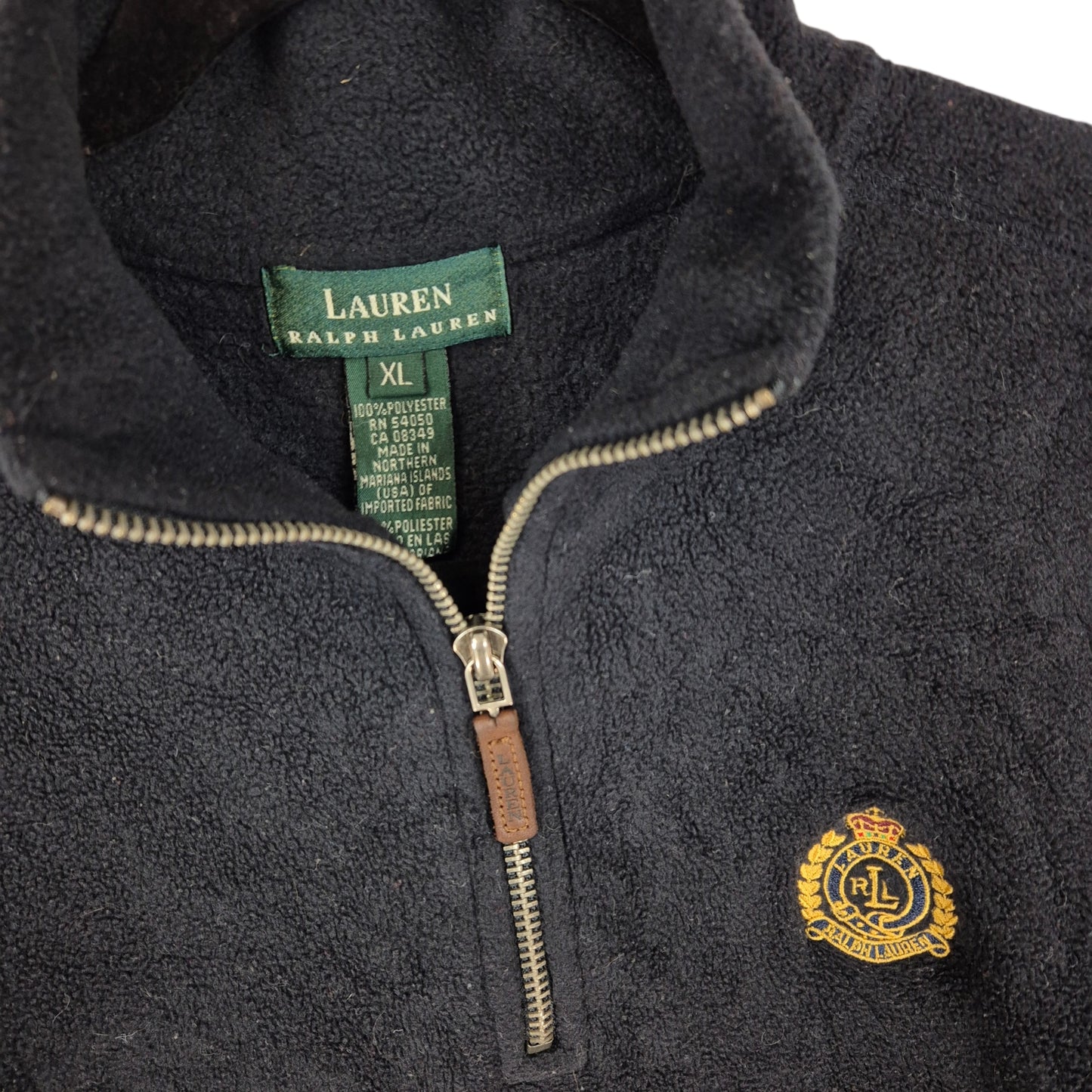 Vintage Ralph Lauren Green Label 90's Black Quarter Zip Fleece Jumper Size XL