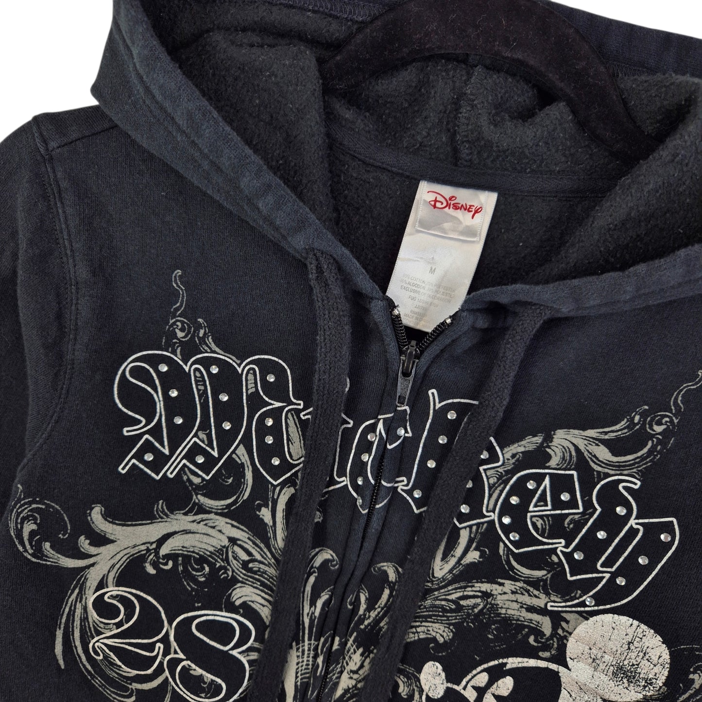 Disney Womens Mickey Mouse Black Zip Hoodie Size M