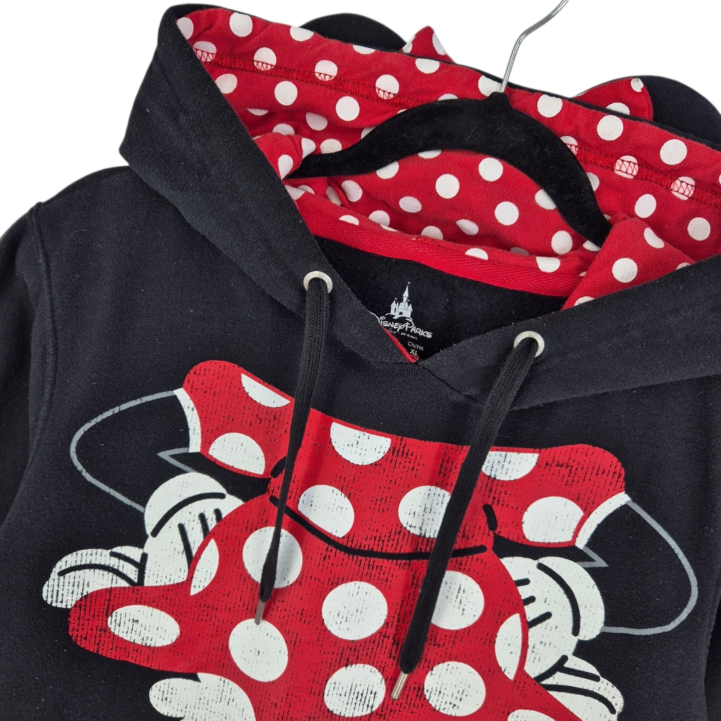 Disney Womens Minnie Mouse Black Hoodie Size L