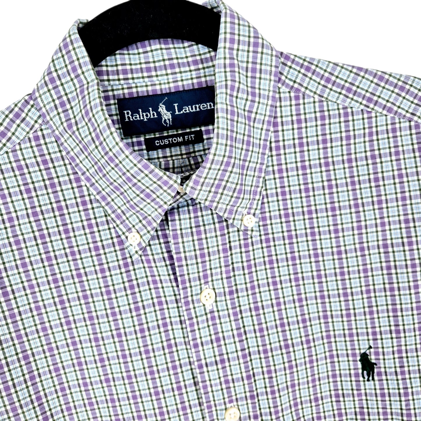 Vintage Polo Ralph Lauren 90's Purple & Green Slim Dress Shit Size M