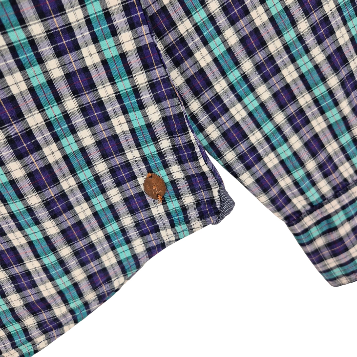 Scotch & Soda Green & Purple Checkered Slim Dress Shirt Size M