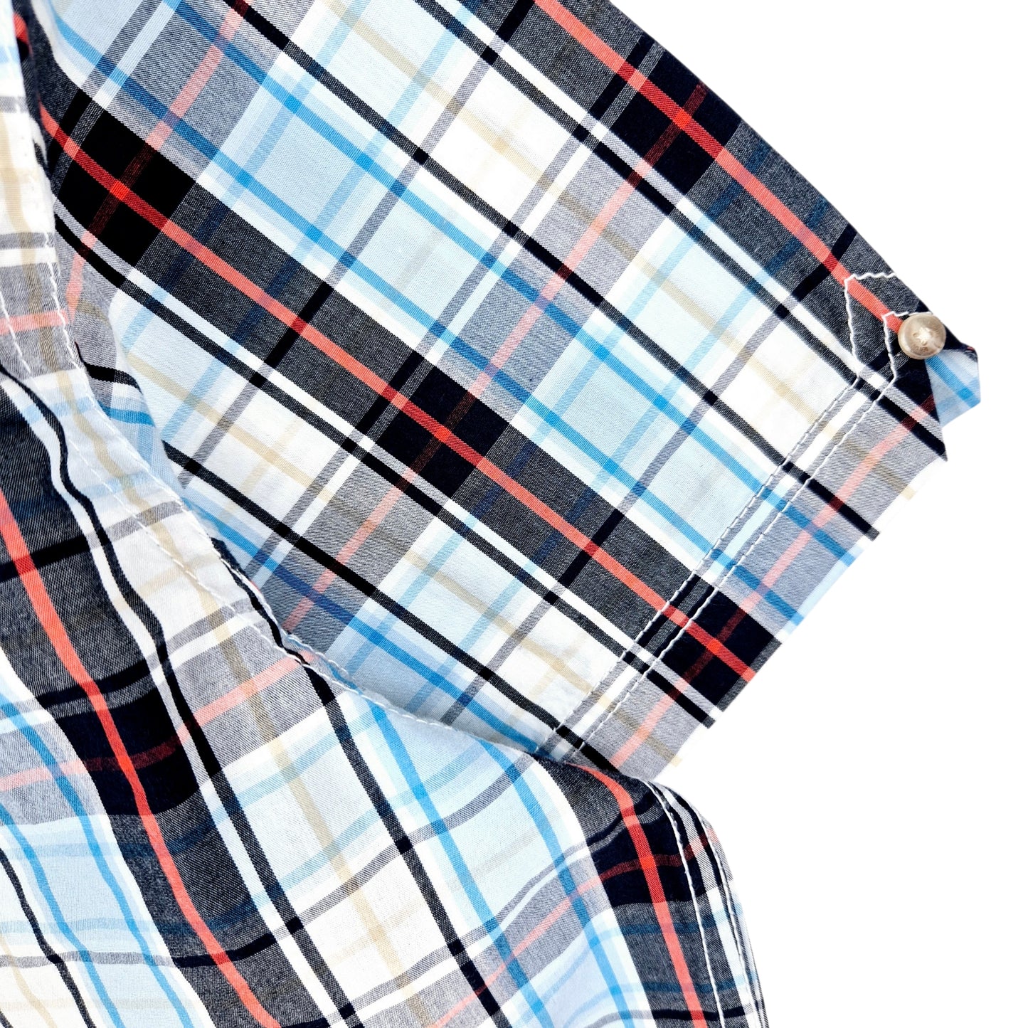 Ben Sherman Blue Checkered Short Sleeve Button Shirt Size L