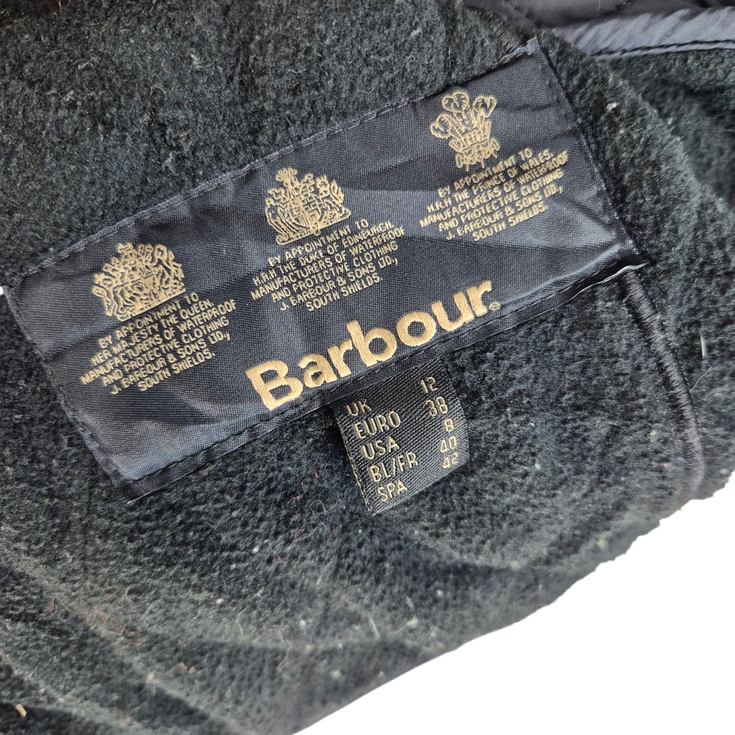 Barbour Womens Black Fleece Insulated Padded Button Jacket Size M
