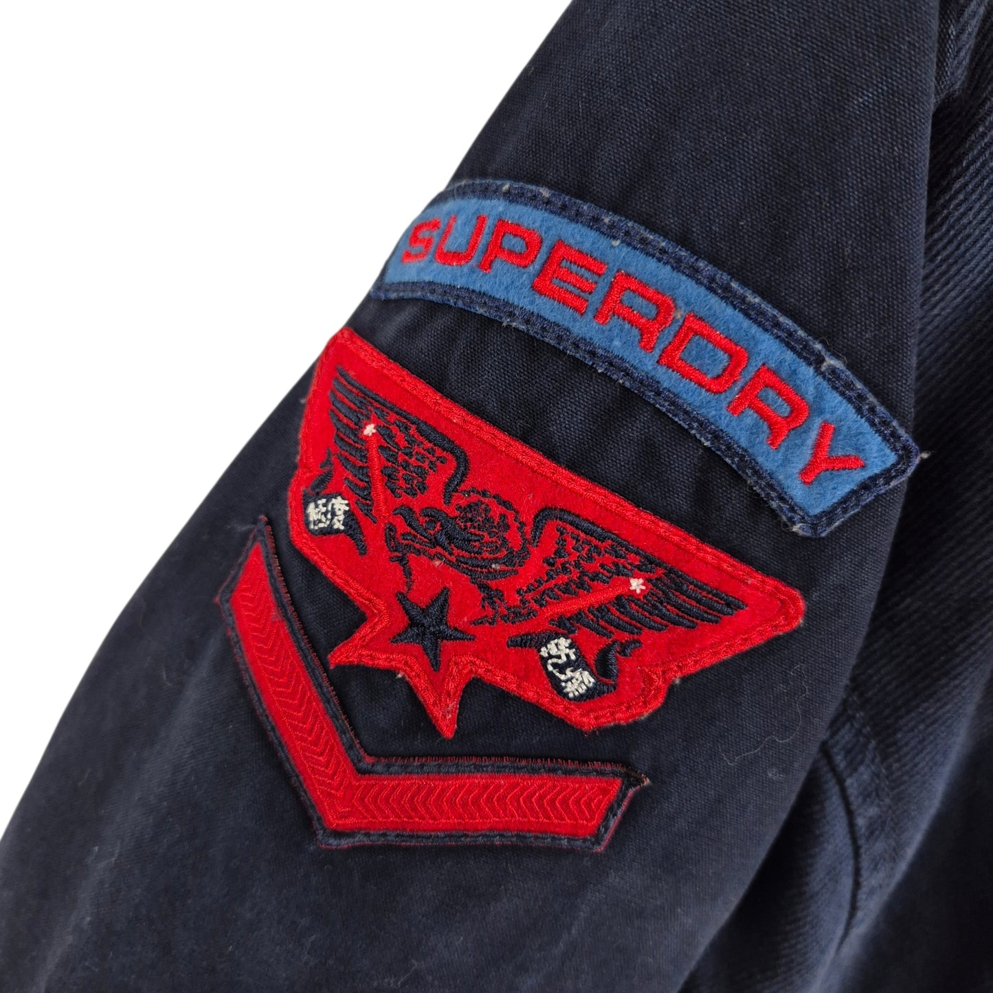 Superdry Dark Blue Button Denim Jacket Size M
