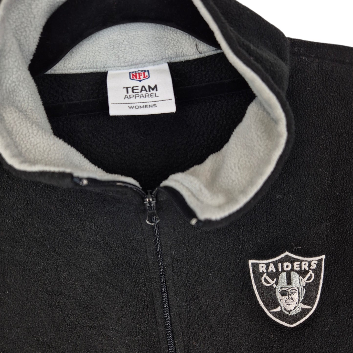NFL Oakland Raiders Womens Black Quarter Zip Fleece Jumper Size L