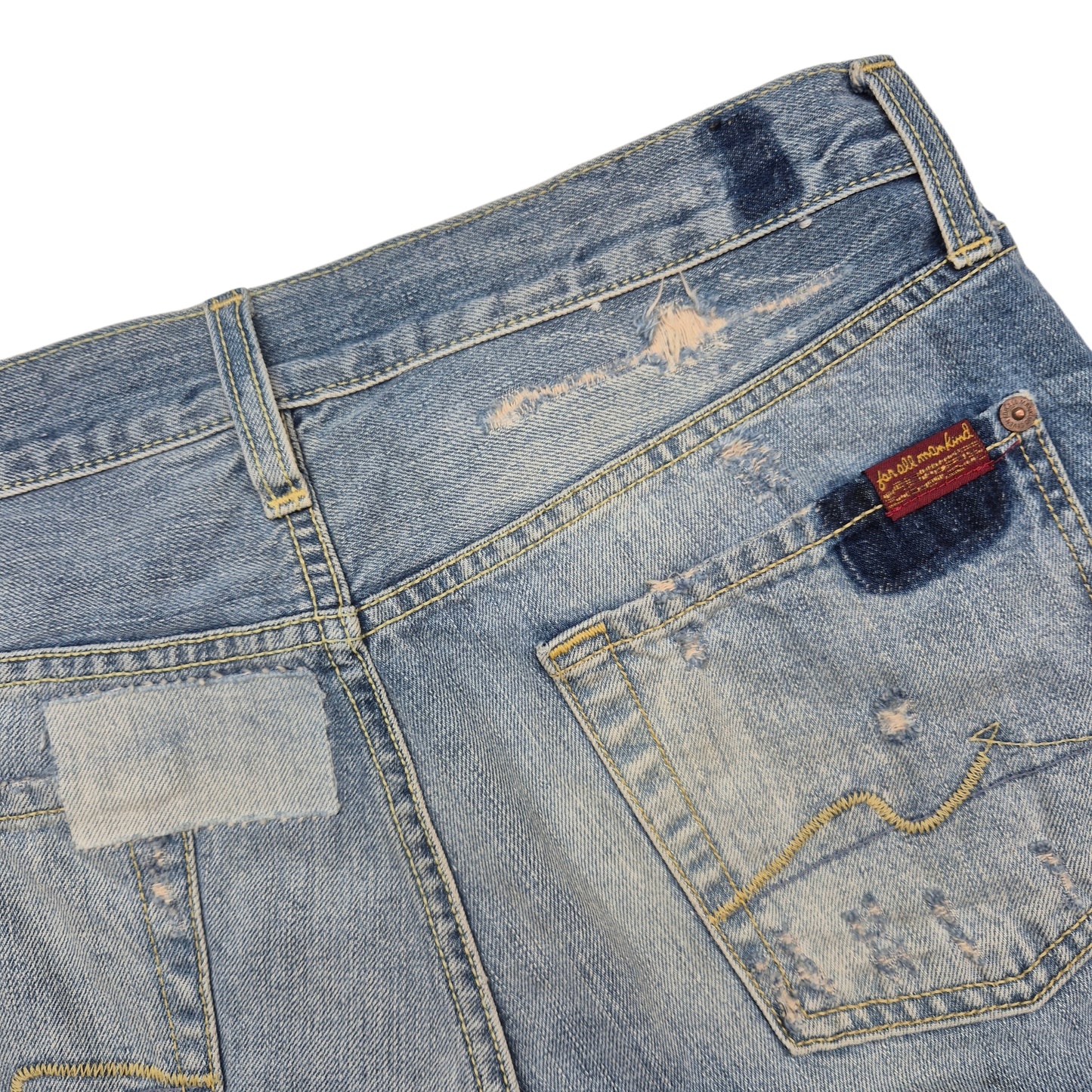 7 For All Mankind Jeans Blue Italy Made Straight Leg Distressed Denim W30