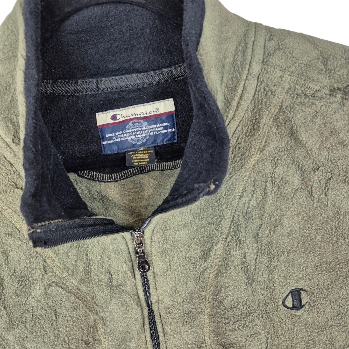 Vintage Champion 90's Olive Green Fleece Vest Size XL