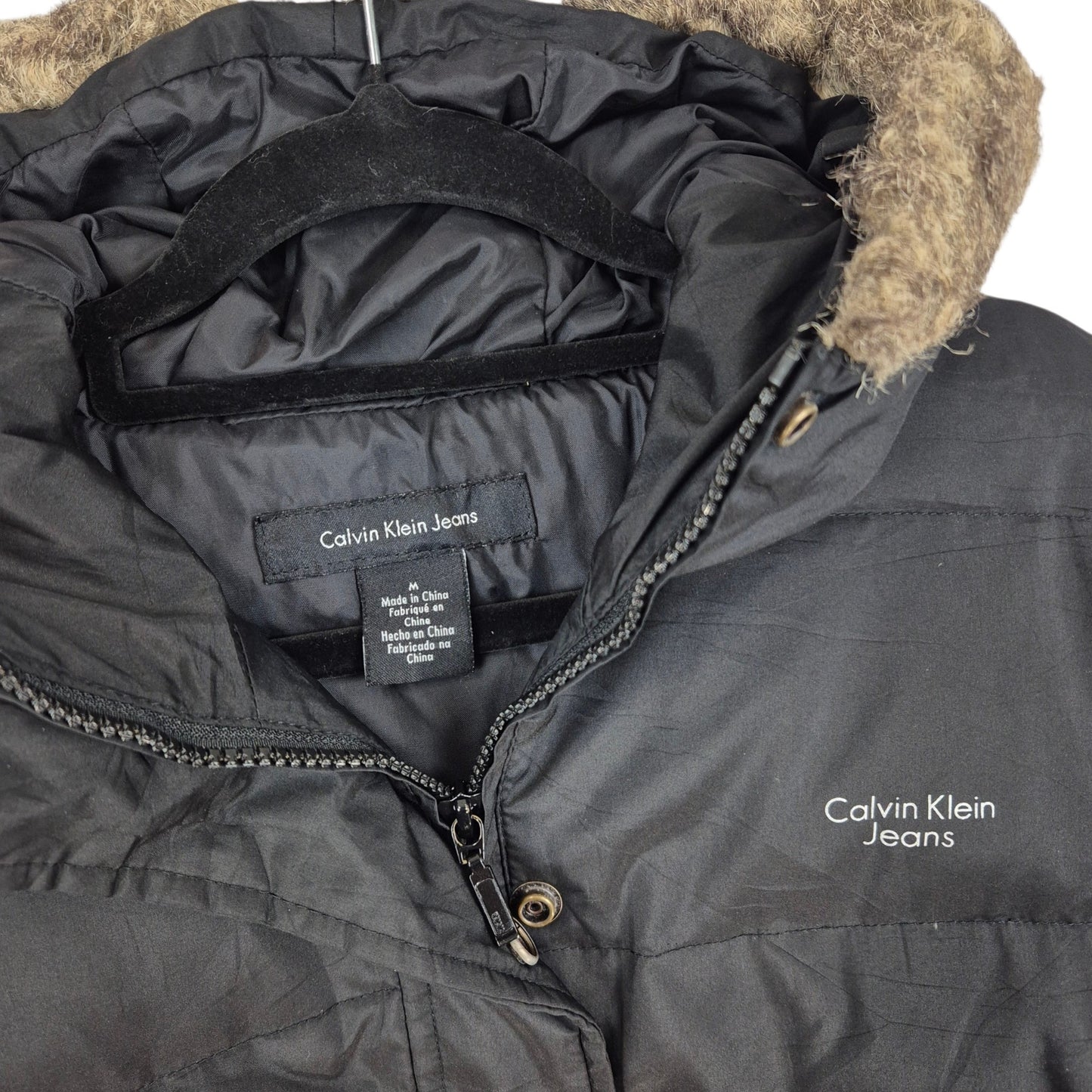Calvin Klein Jeans Womens Black Puffer Down Jacket Size M