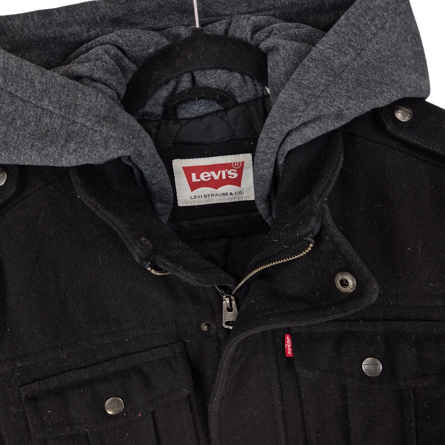 Levis Black Heavy Quilted Jacket Size S