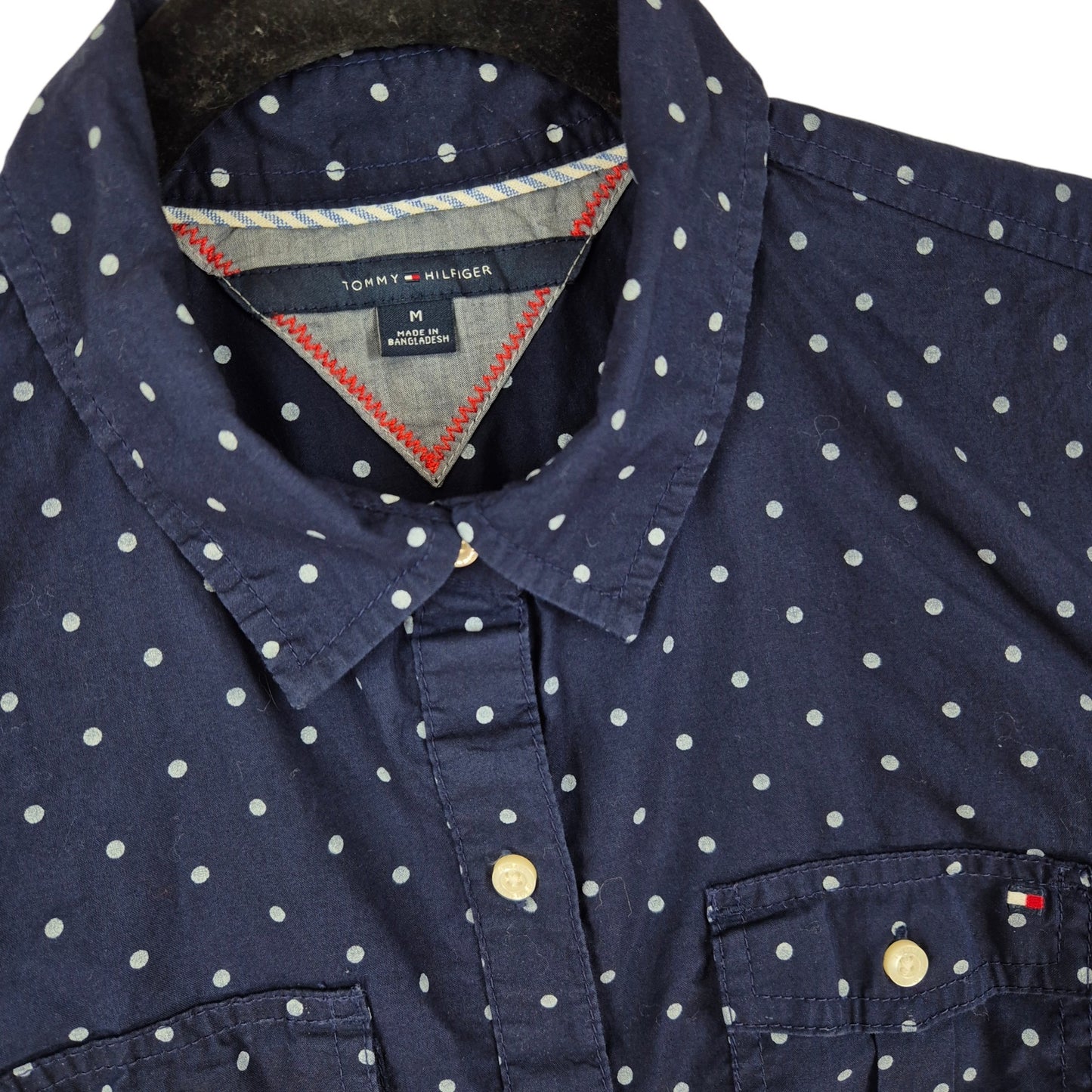 Tommy Hilfiger Womens Dark Blue Spotted Dress Shirt Size M