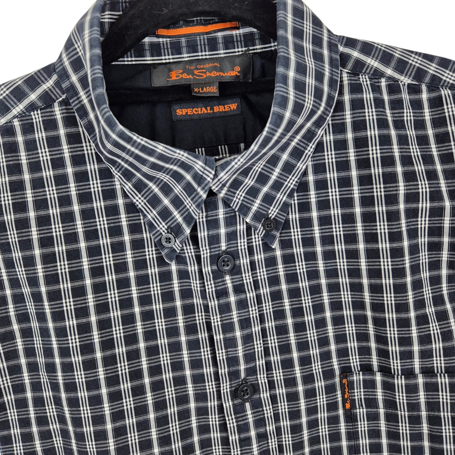 Ben Sherman Black & White Checkered Dress Shirt Size XL