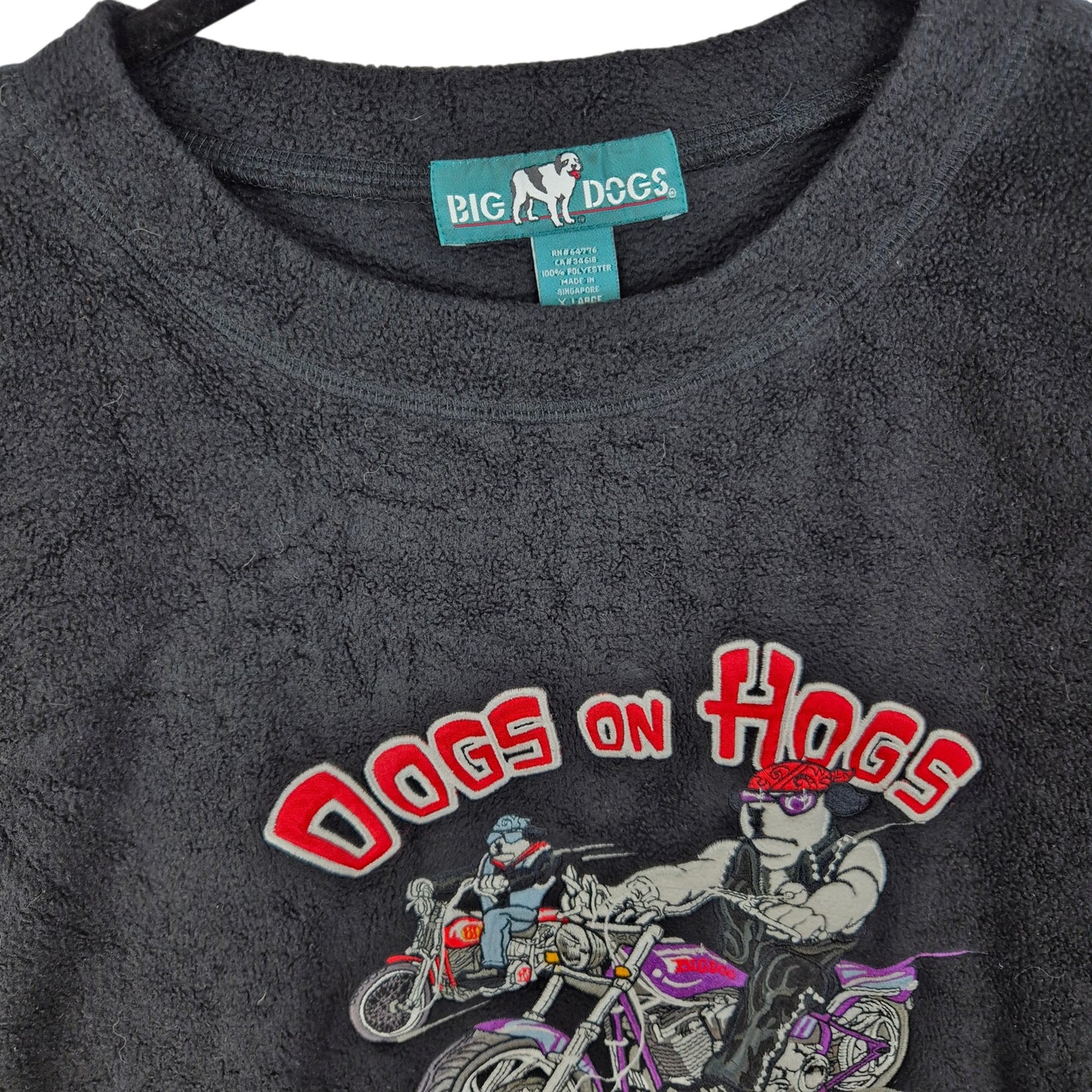 Dogs On Hogs Black Embroidered Fleece JUmper Size XL