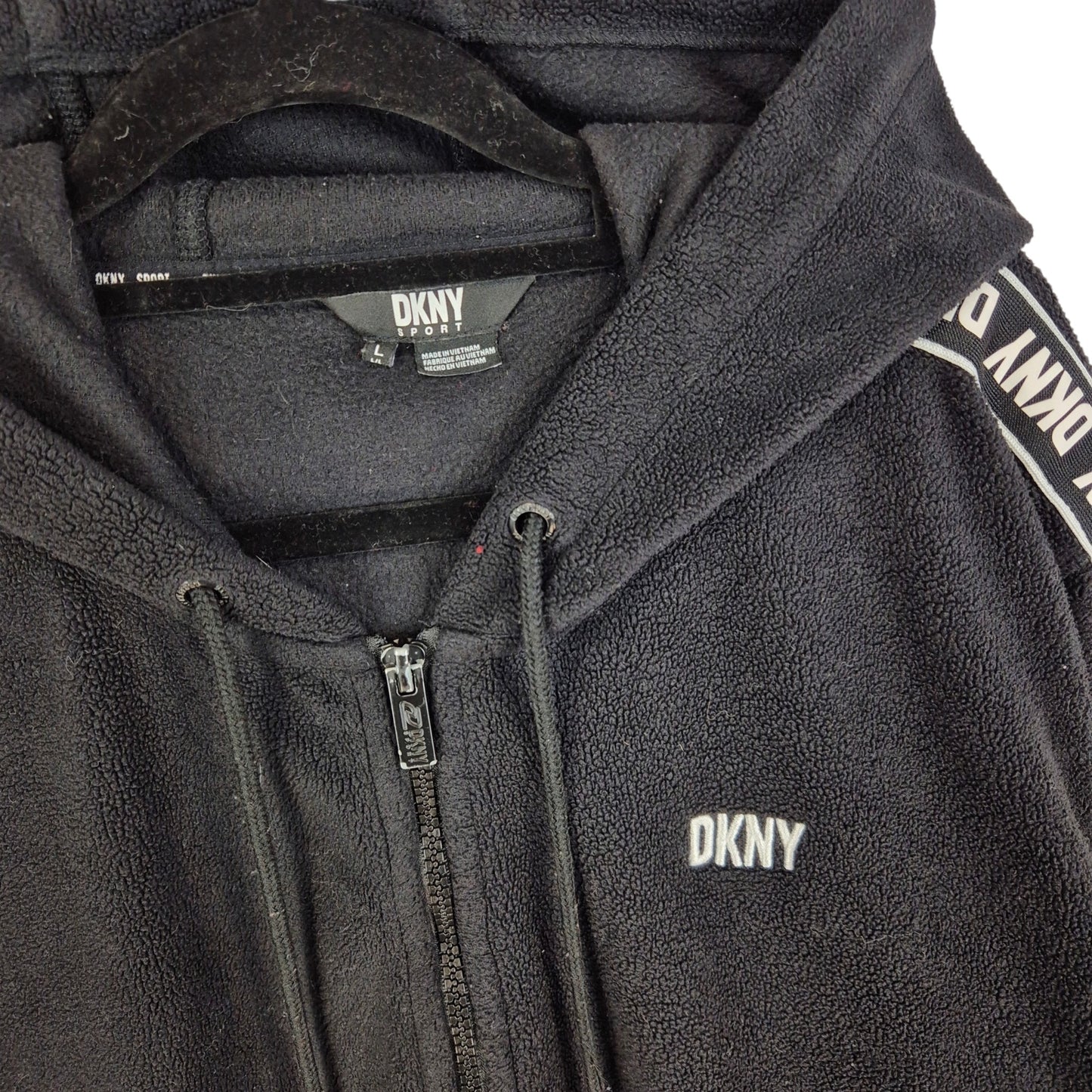 DKNY Sport Black Fleece Zip Hoodie Size L