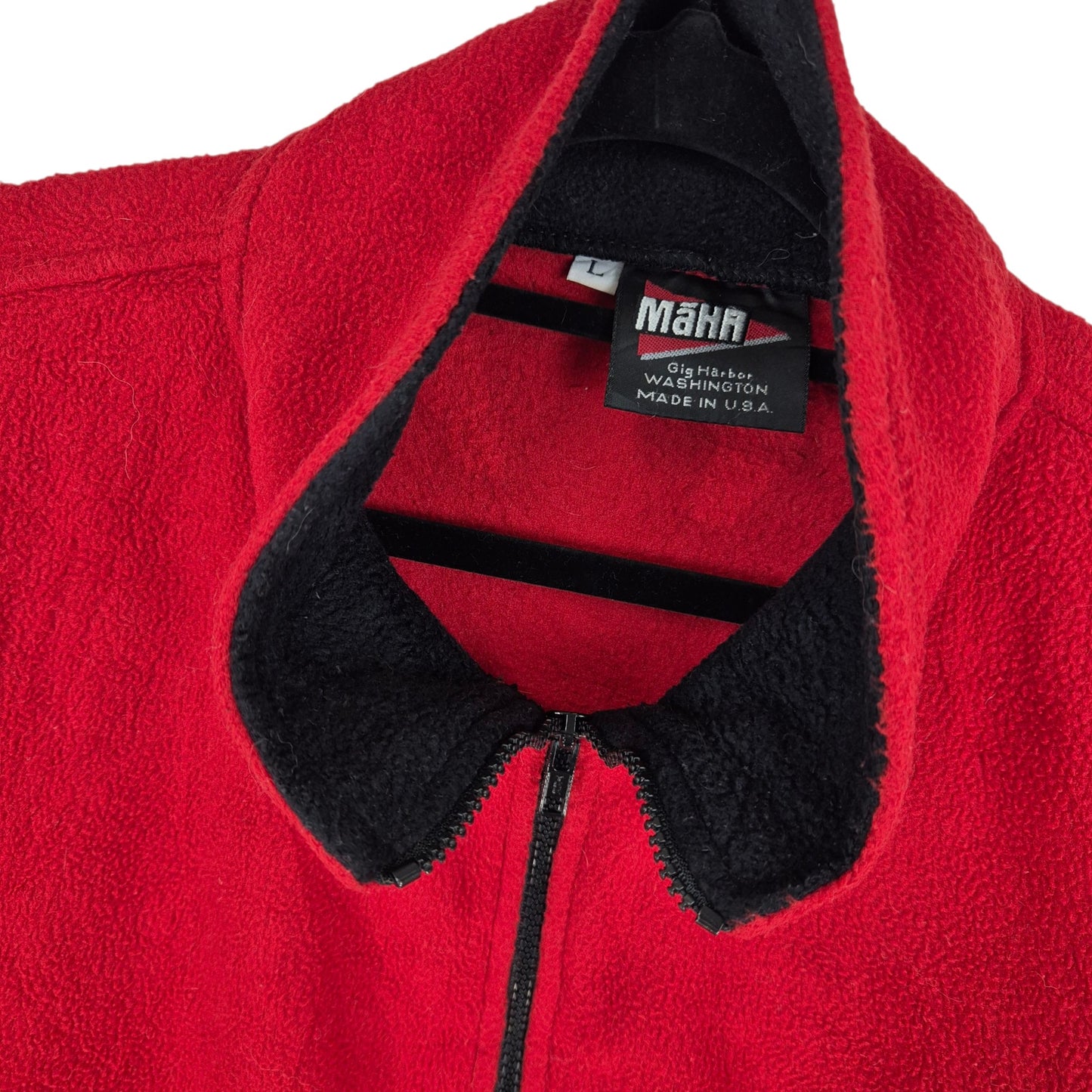 Vintage Mahr 80's Red USA Made Half Zip Fleece Jumper Size L