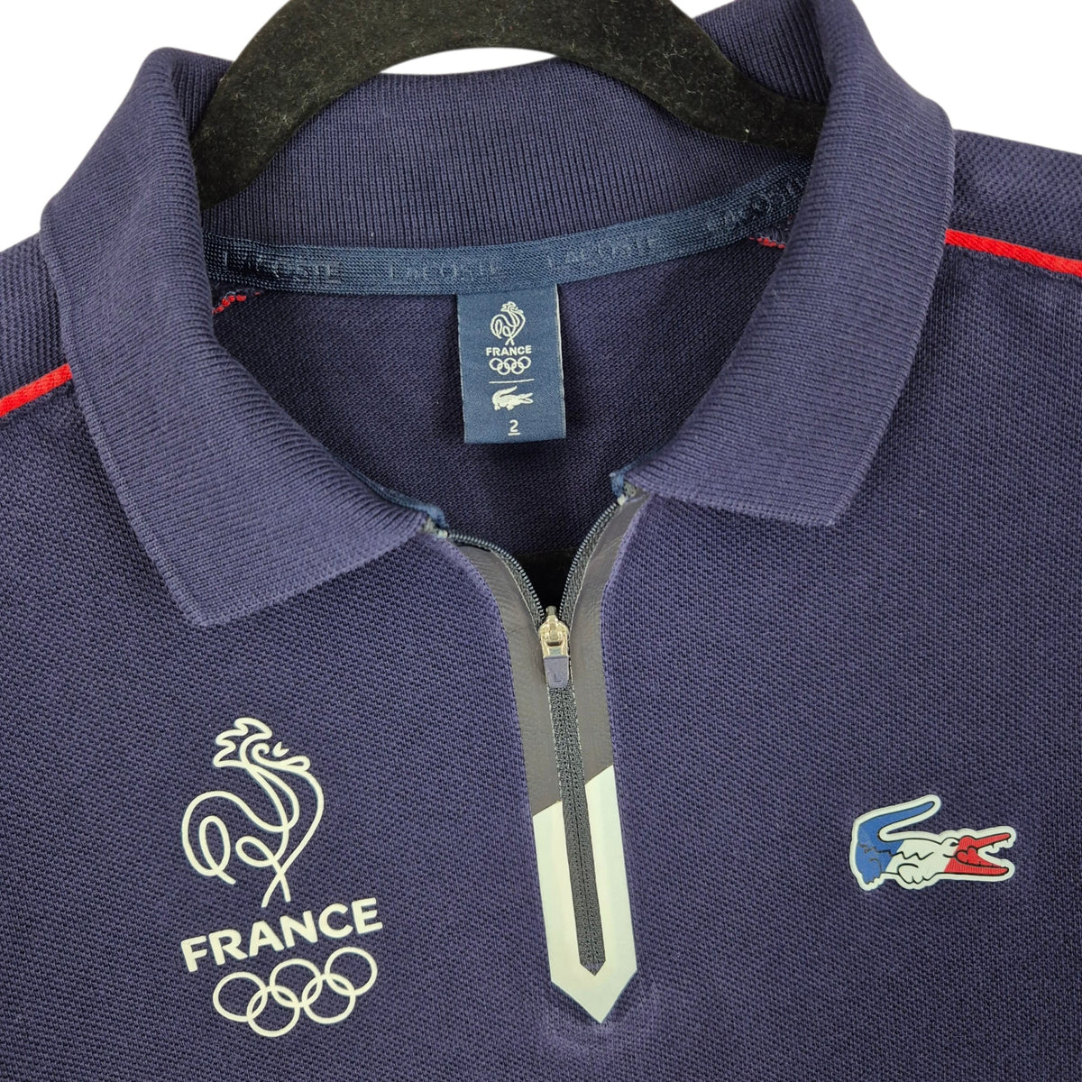 Lacoste France Olympics Dark Blue Long Sleeve Polo Shirt Size XS