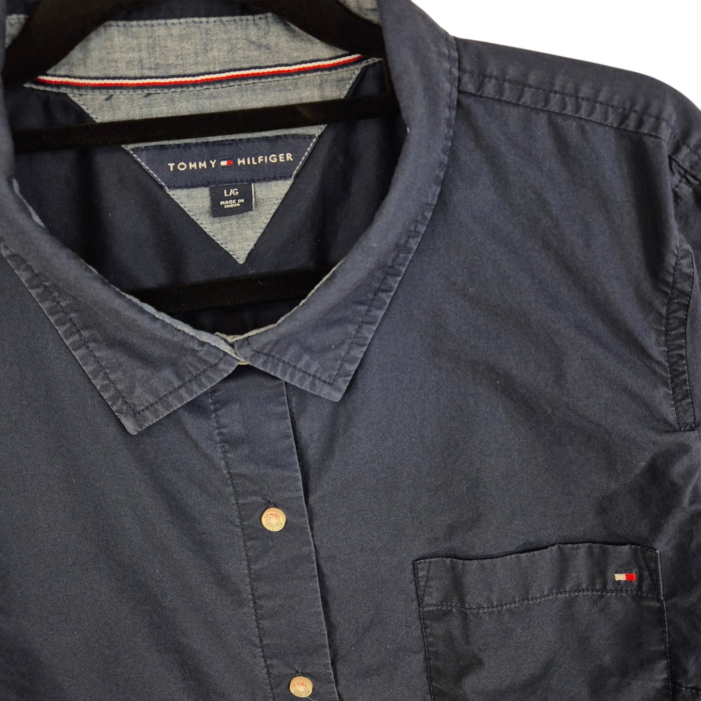 Tommy Hilfiger Womens Dark Blue Dress Shirt Size L