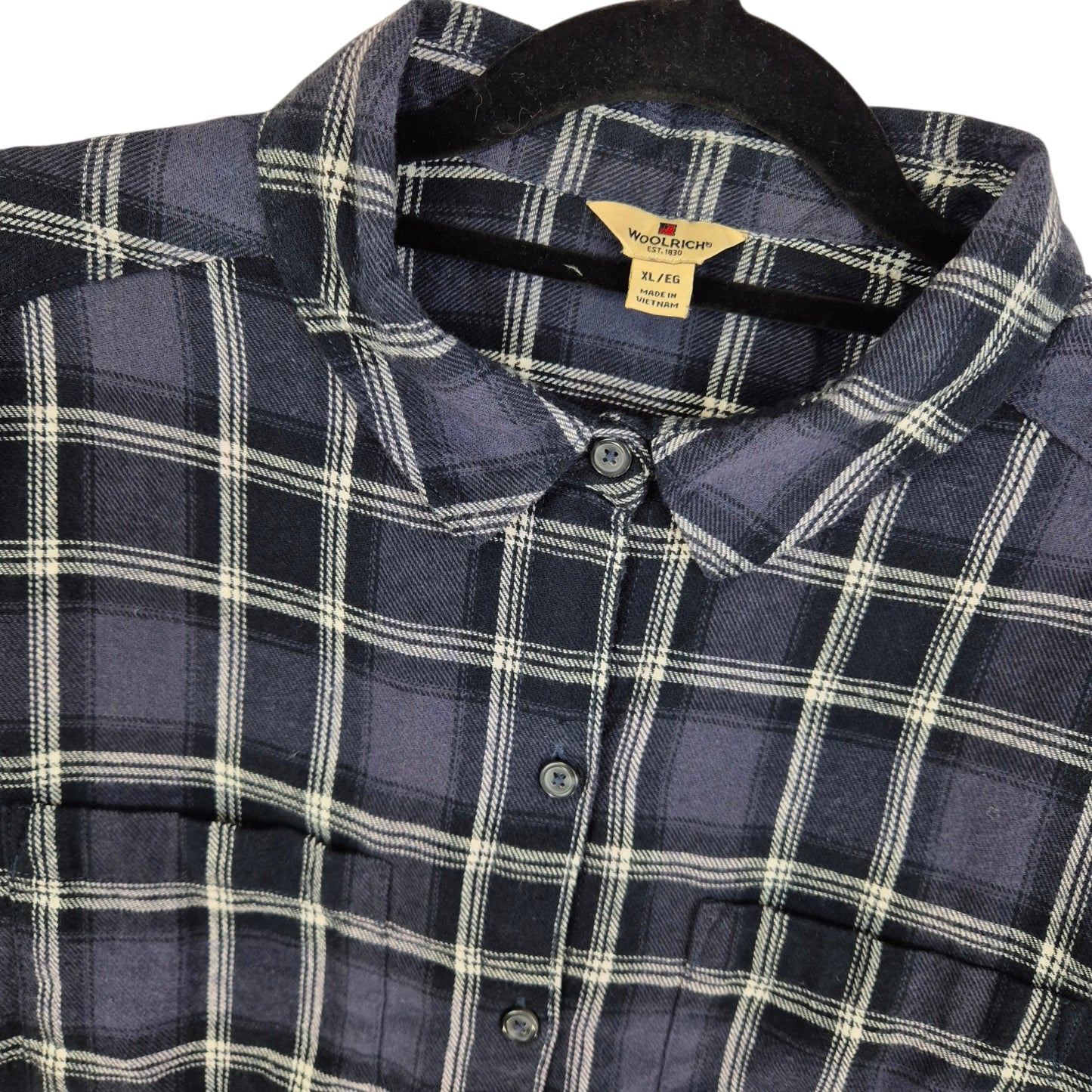 Woolrich Womens Black & Grey Checkered Long Sleeve Button Shirt Size XL