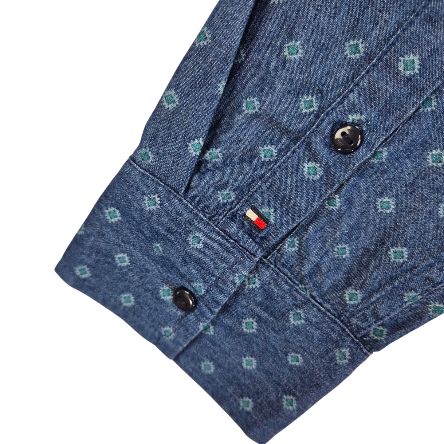 Tommy Hilfiger Blue Spotted Dress Shirt Size M