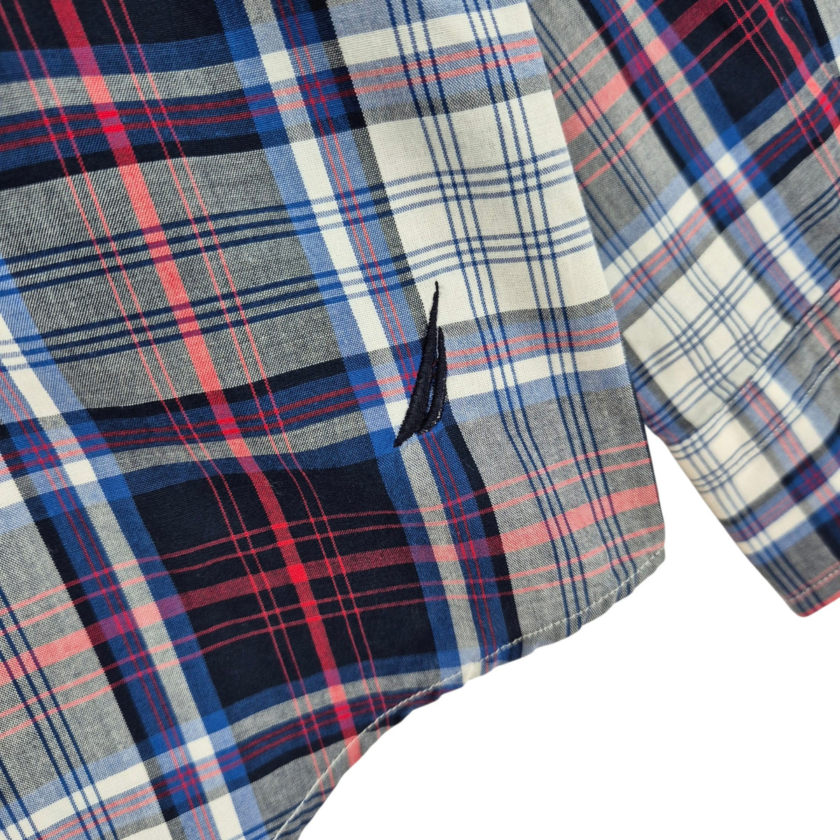 Nautica Blue & Red Checkered Dress Shirt Size L