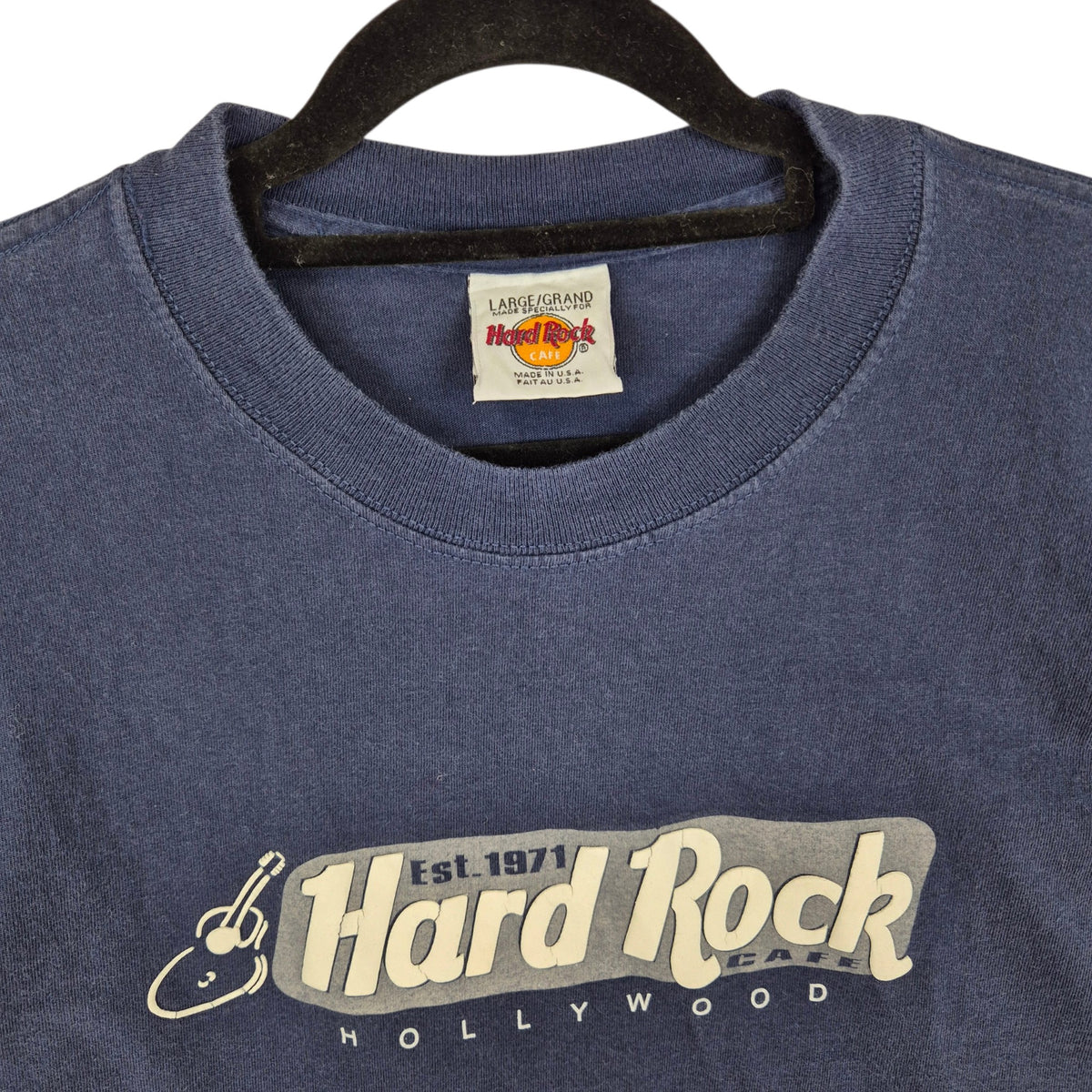 Vintage Hard Rock Cafe Hollywood 90's Dark Blue Long Sleeve Tee Shirt Size L