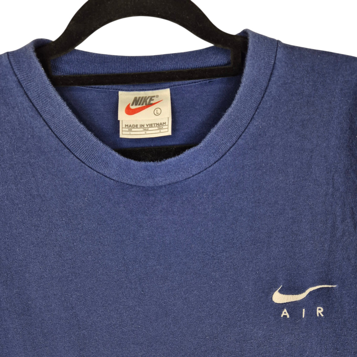 Vintage Nike Air 90's Dark Blue Basic Embroidered Tee Shirt Size L