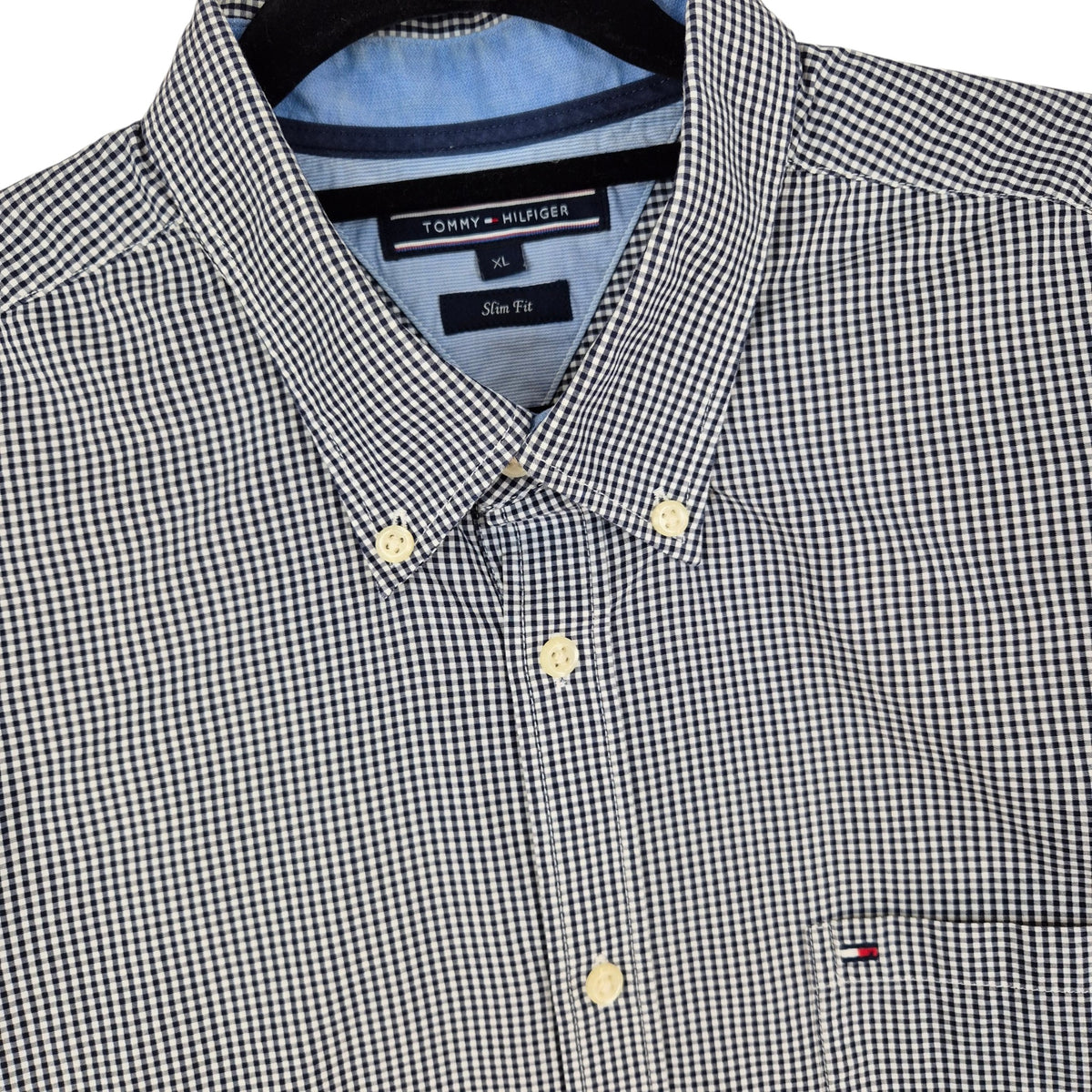 Tommy Hilfiger Black Checkered Slim Fit Dress Shirt Size XL