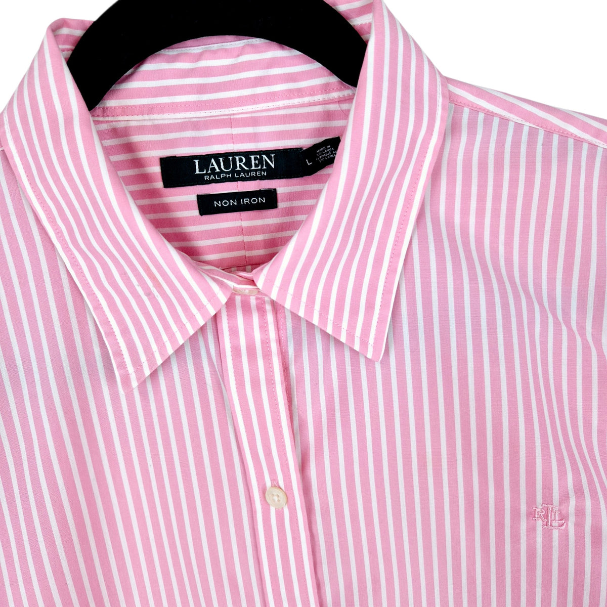 Ralph Lauren Green Label Pink Striped Dress Shirt Size L