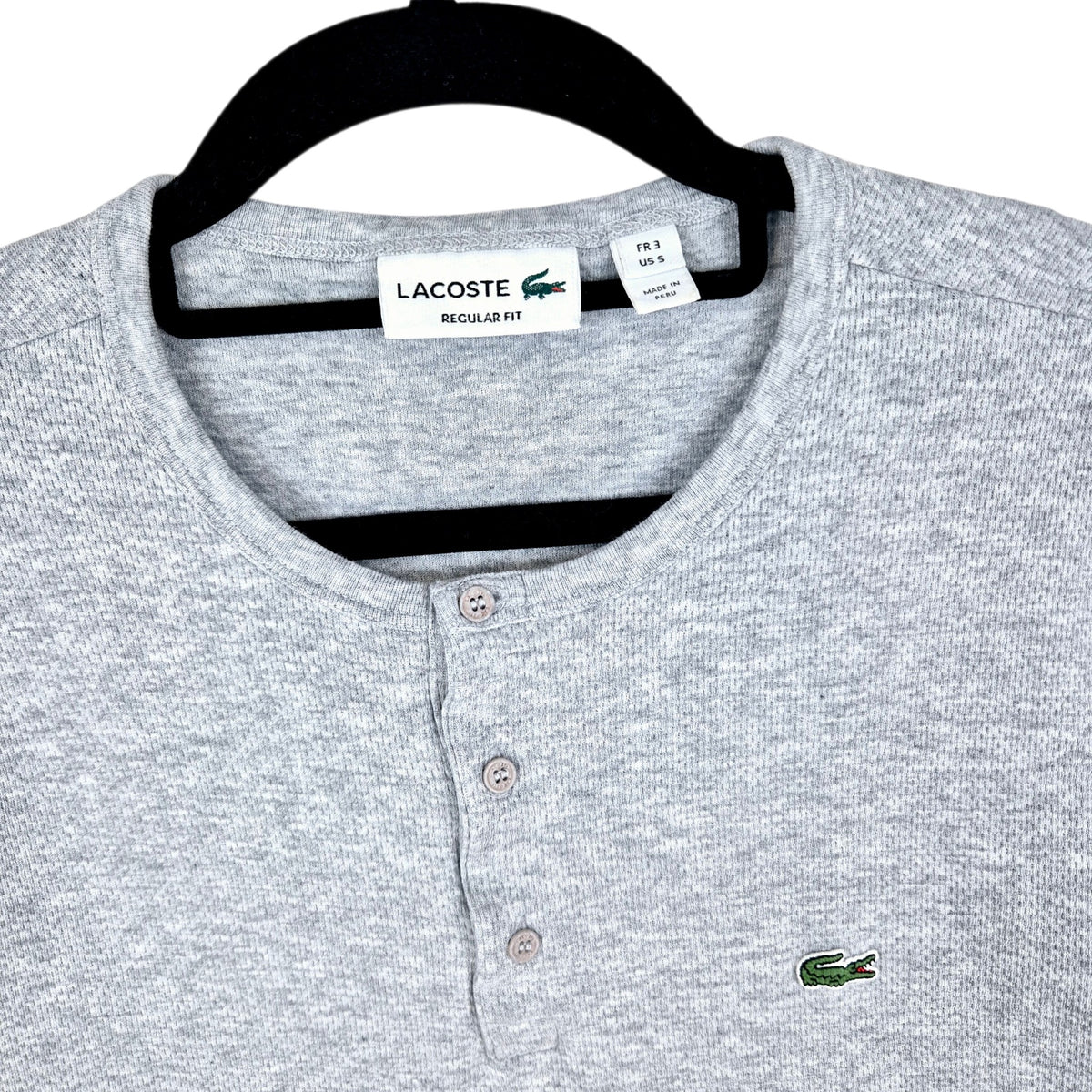 Lacoste Light Grey Regular Fit Henley Tee Shirt Size S