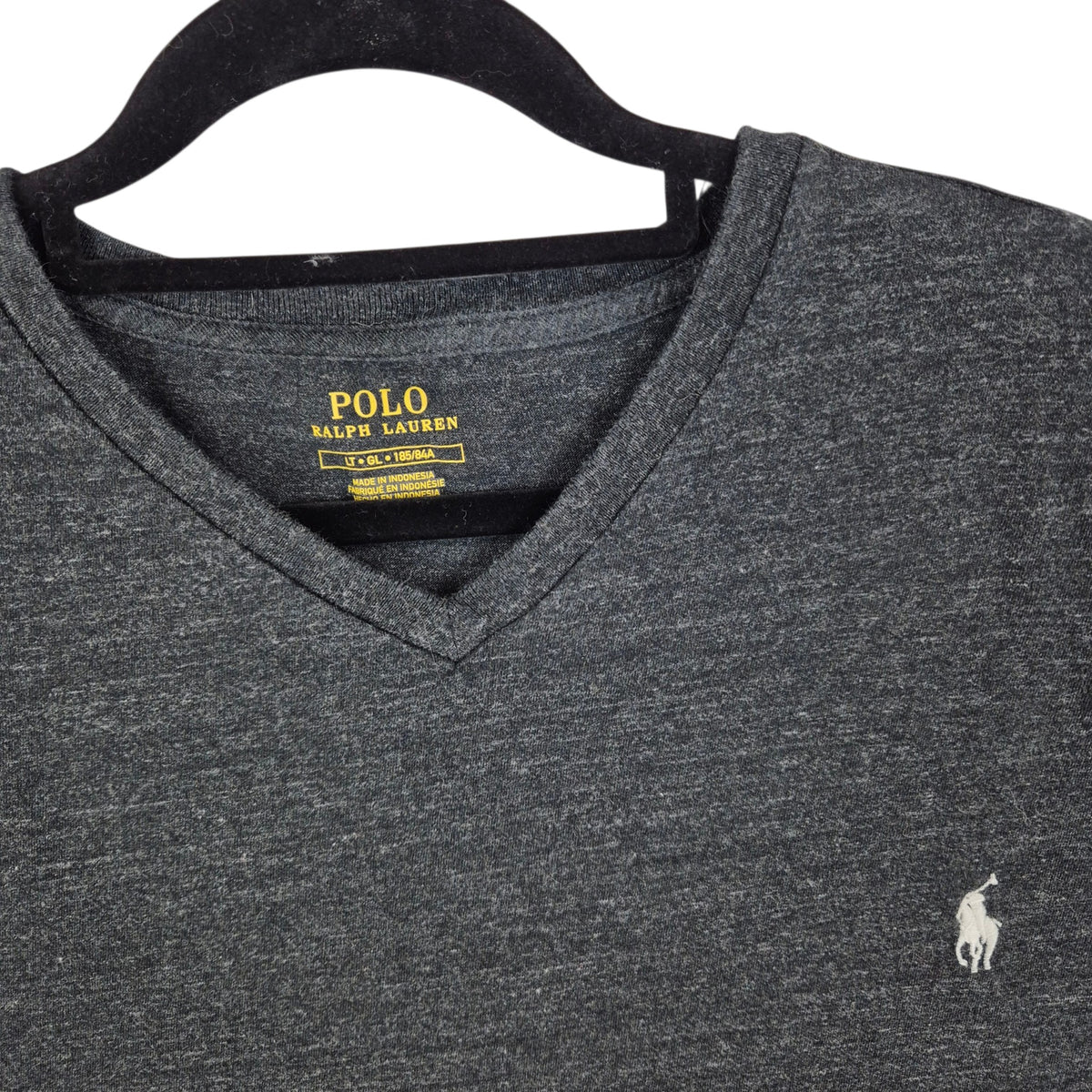 Polo Ralph Lauren Dark Grey Basic V Neck Tee Shirt Size L