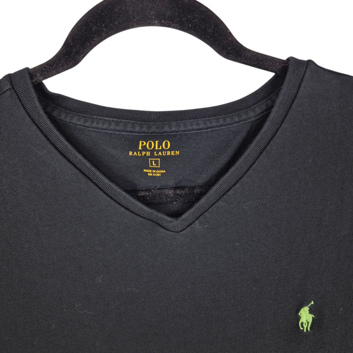 Polo Ralph Lauren Black Basic V Neck Tee Shirt Size L