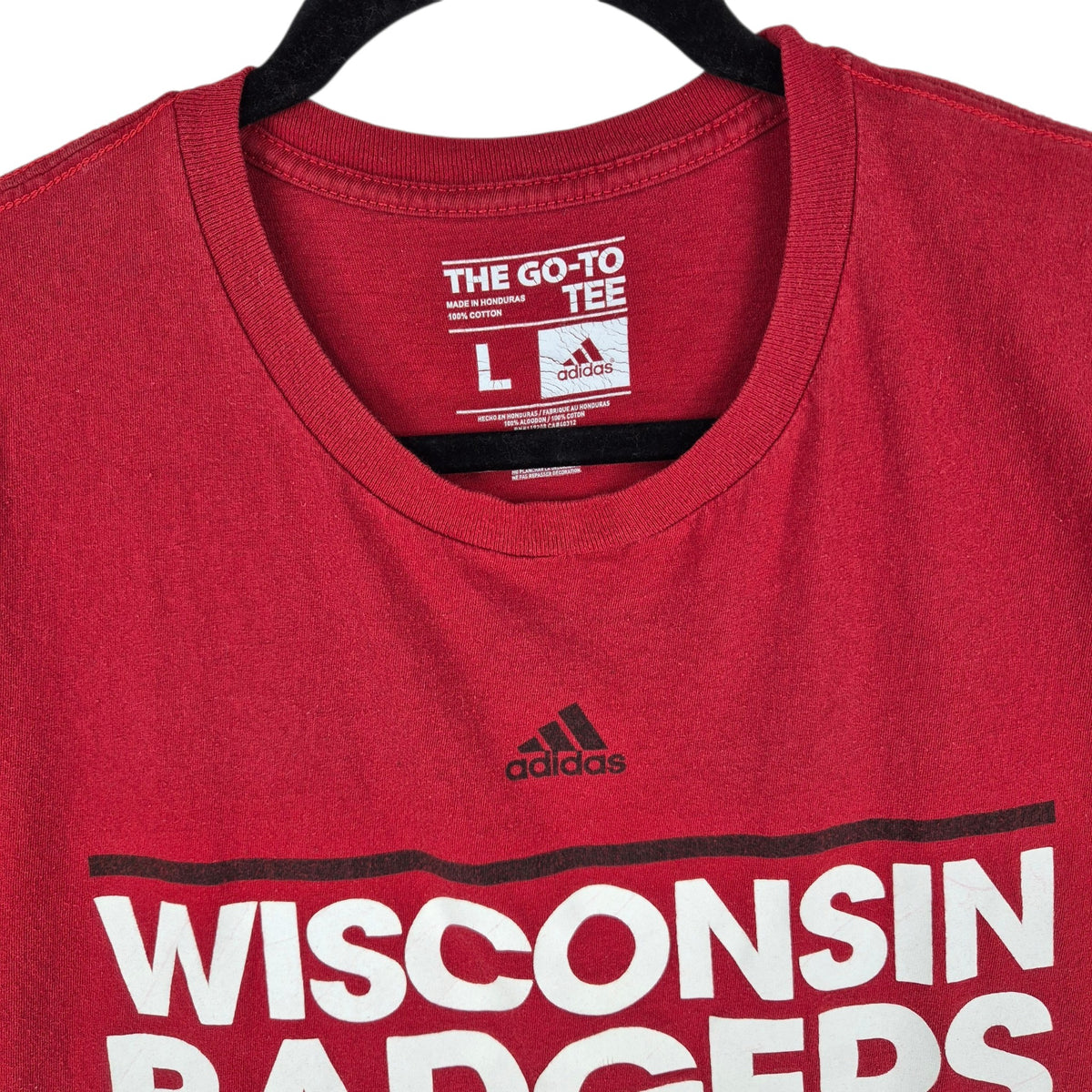 Adidas Wisconsin Badgers Red Tee Shirt Size L