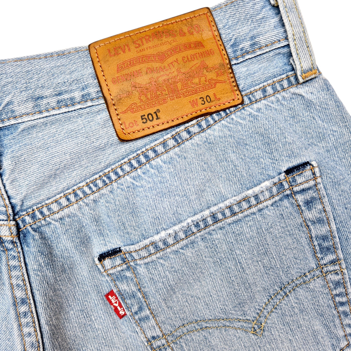 Levis Premium 501 Jeans Light Blue Denim Shorts W30