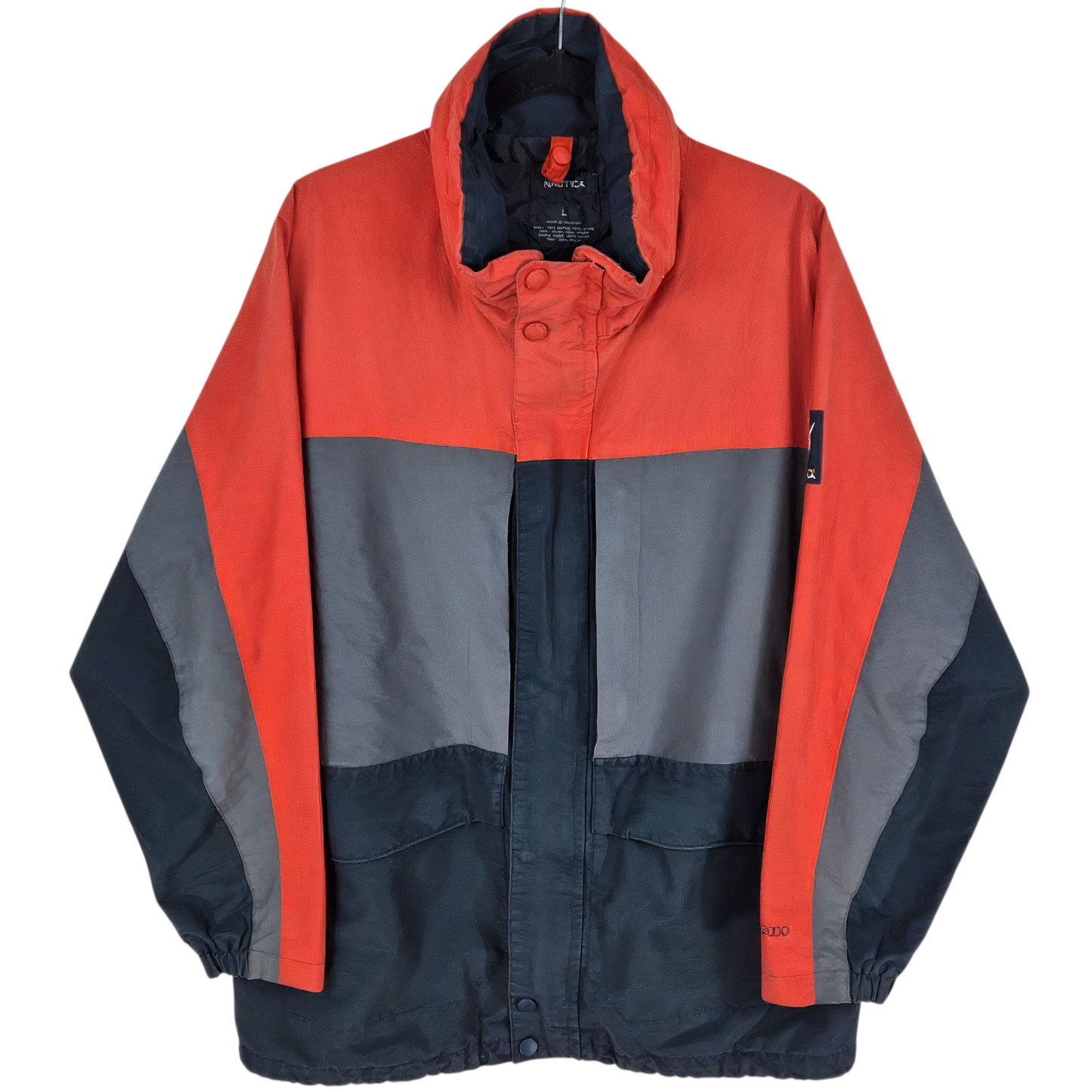 Nautica Orange & Grey NX3000 Nylon Windbreaker Jacket Size L