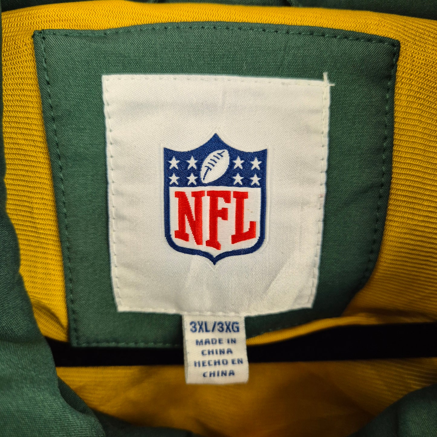 NFL Green Bay Packers Green & Yellow Windbreaker Jacket Size 3XL