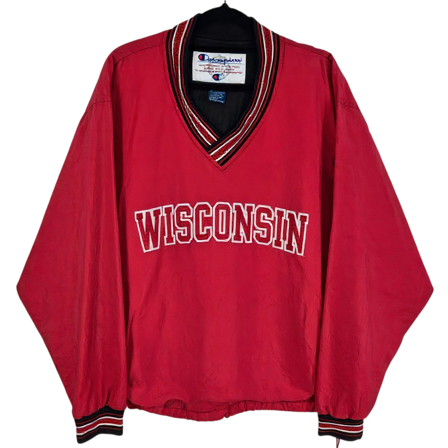 Vintage Champion 90's Wisconsin Badgers Red Nylon Spray Jacket Size M