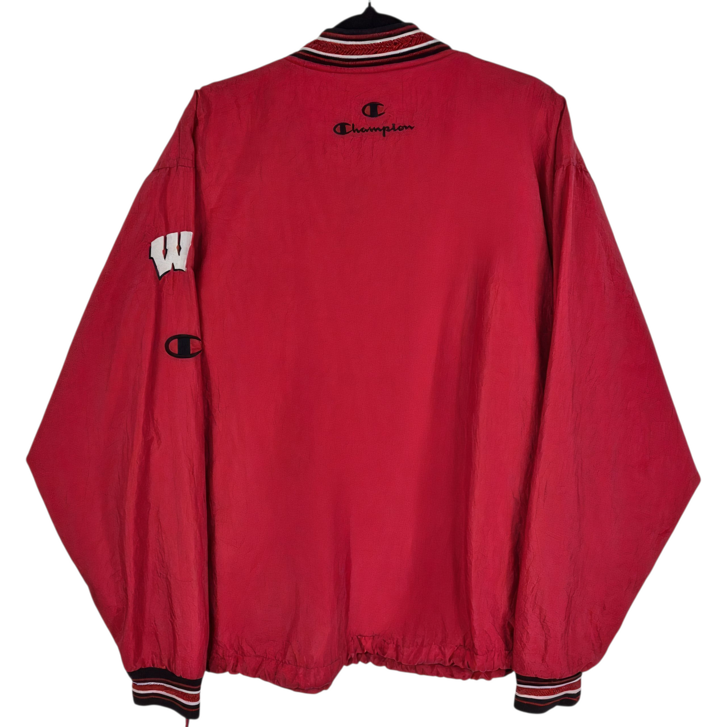 Vintage Champion 90's Wisconsin Badgers Red Nylon Spray Jacket Size M