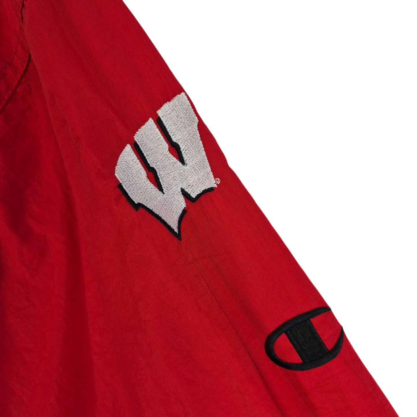 Vintage Champion 90's Wisconsin Badgers Red Nylon Spray Jacket Size M