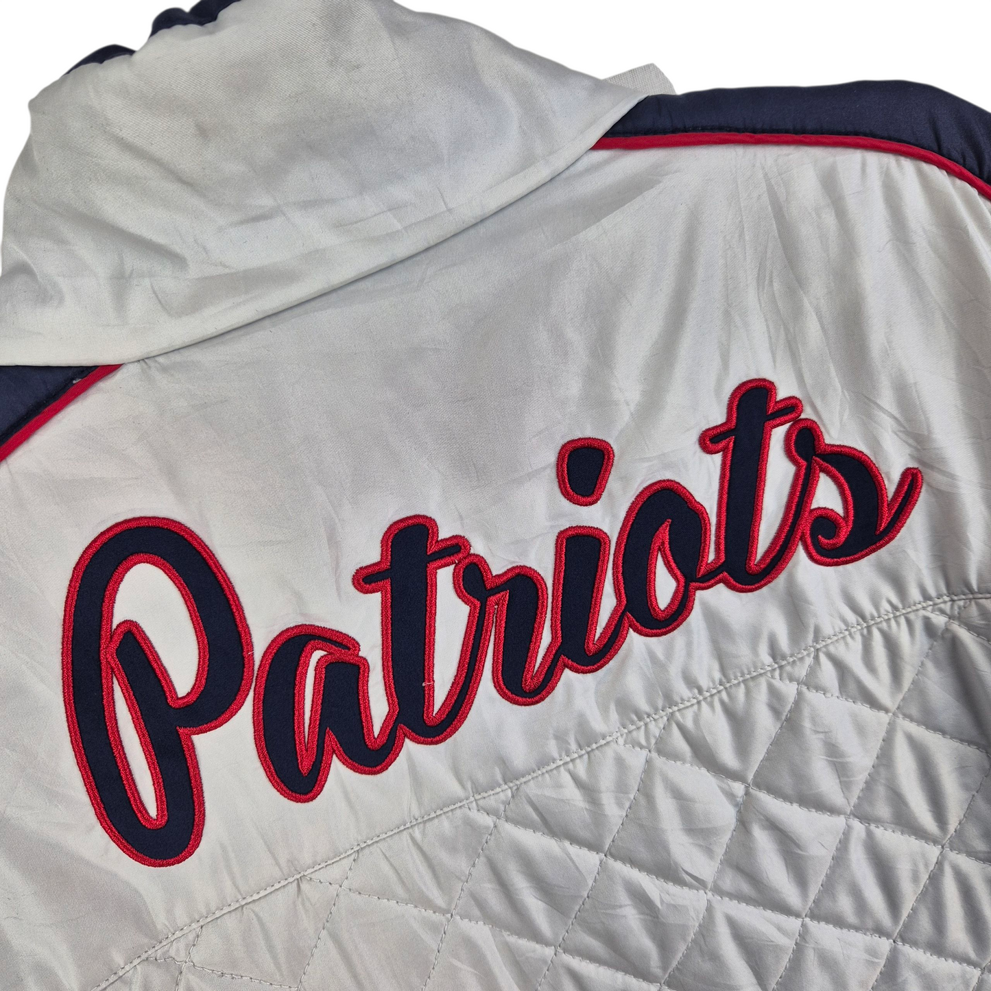 NFL Team Apparel Womens White New England Patriots Padded Jacket Size XL