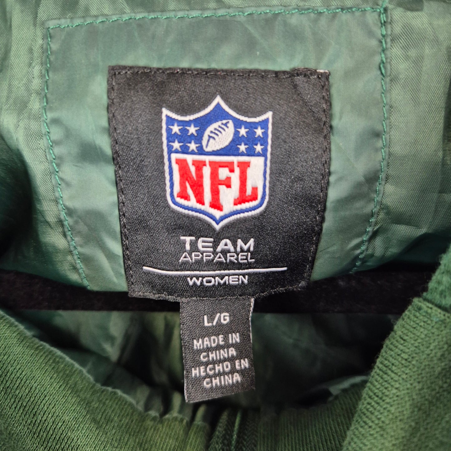 NFL Team Apparel Womens Green Bay Packers Padded Zip Hoodie Size L