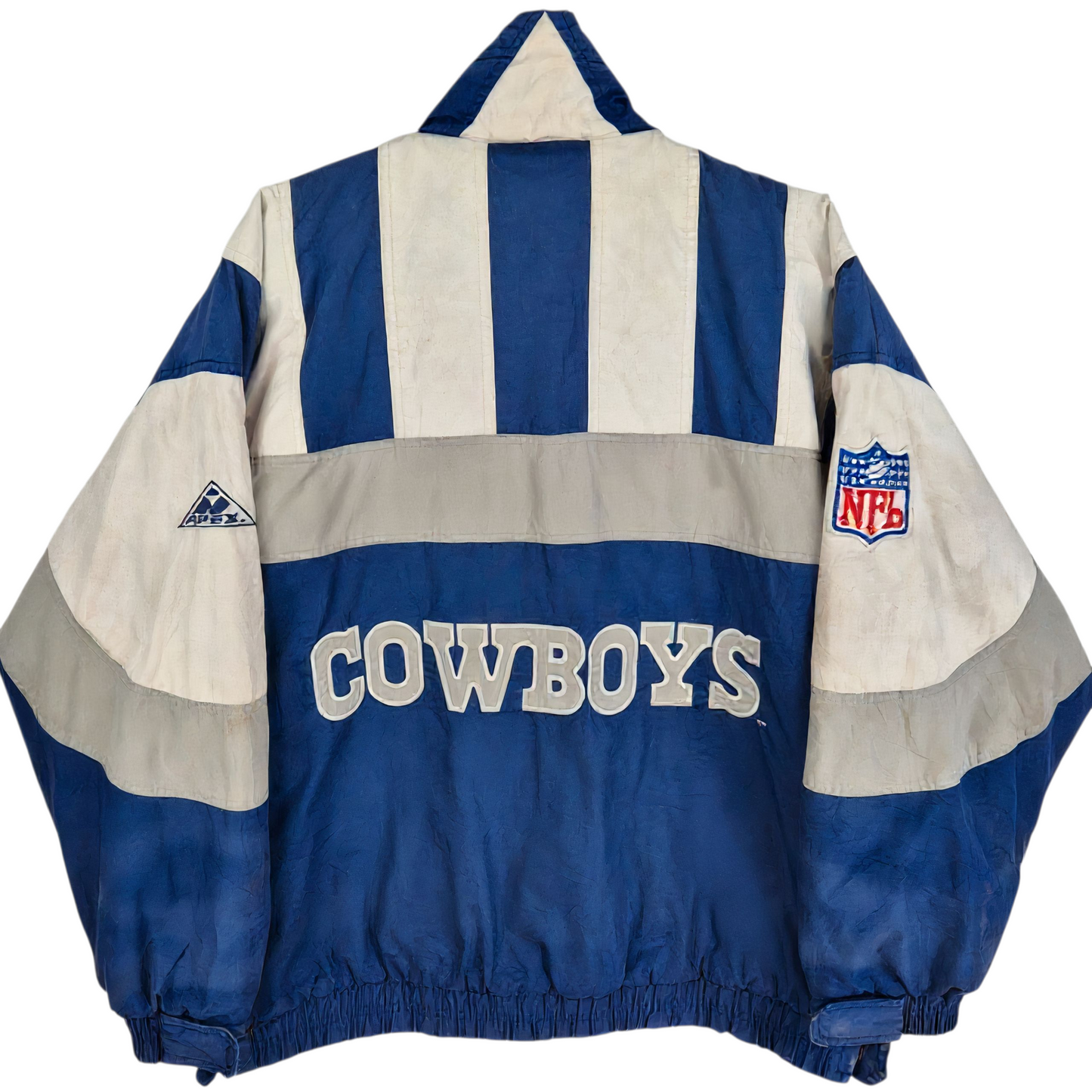 Vintage Apex One NFL Dallas Cowboys White & Blue Heavy Quilted Jacket Size L