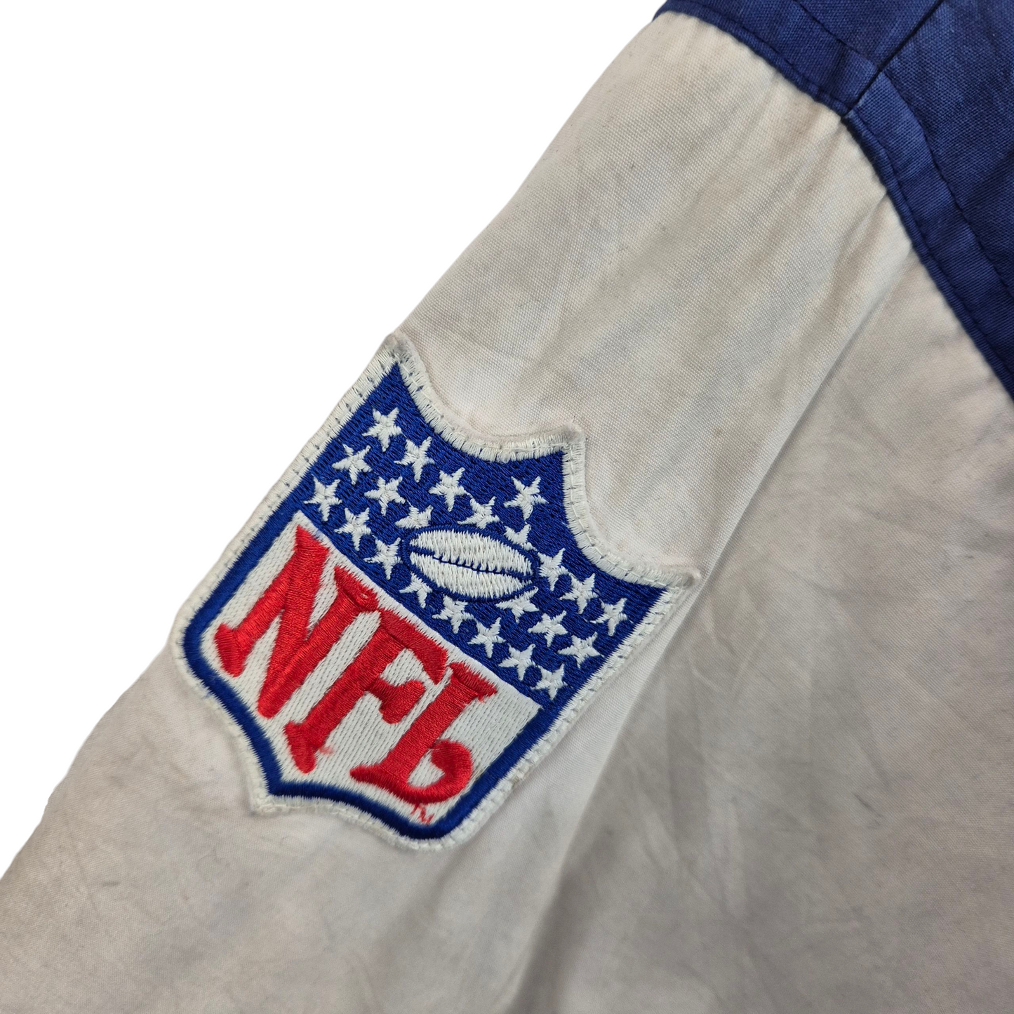 Vintage Apex One NFL Dallas Cowboys White & Blue Heavy Quilted Jacket Size L