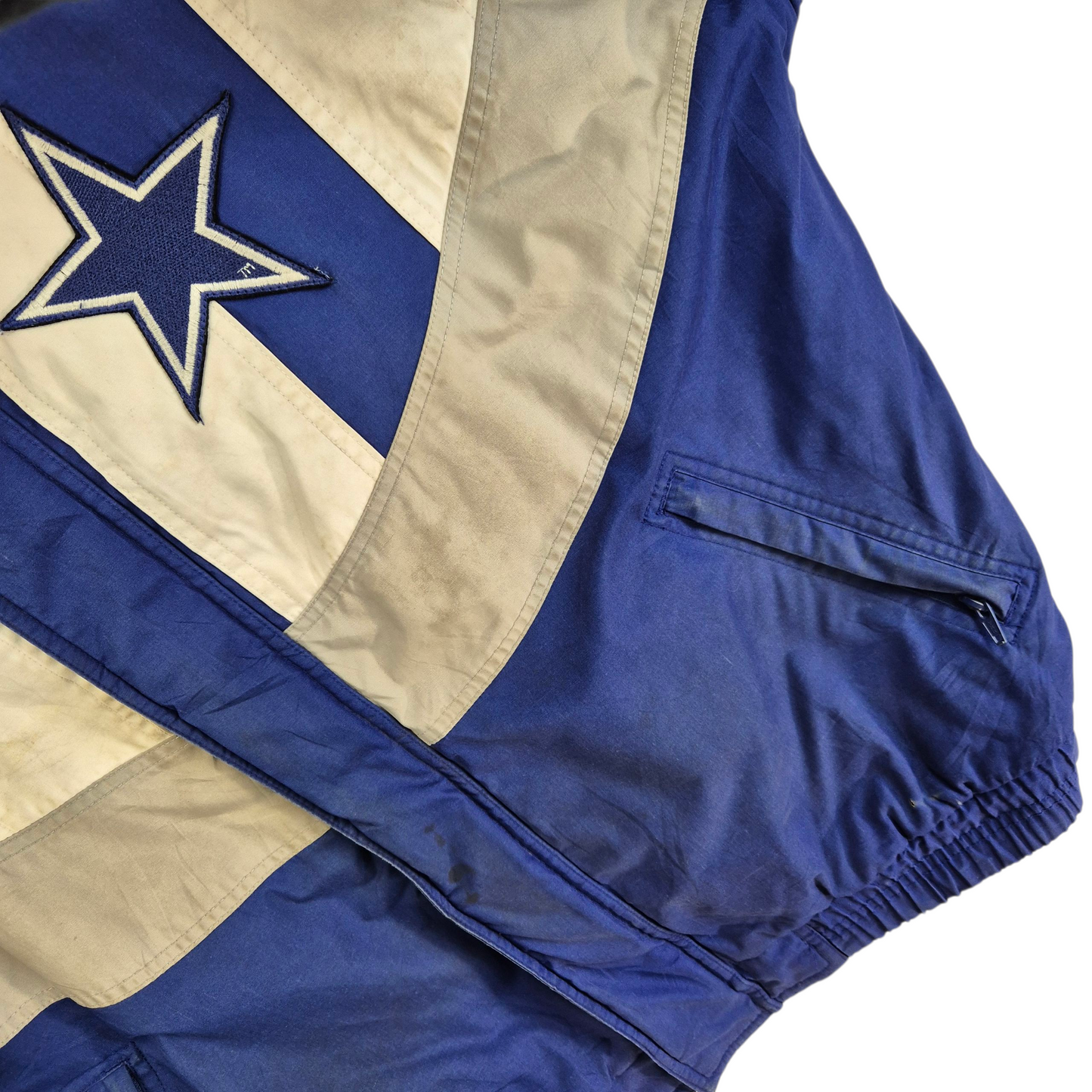 Vintage Apex One NFL Dallas Cowboys White & Blue Heavy Quilted Jacket Size L