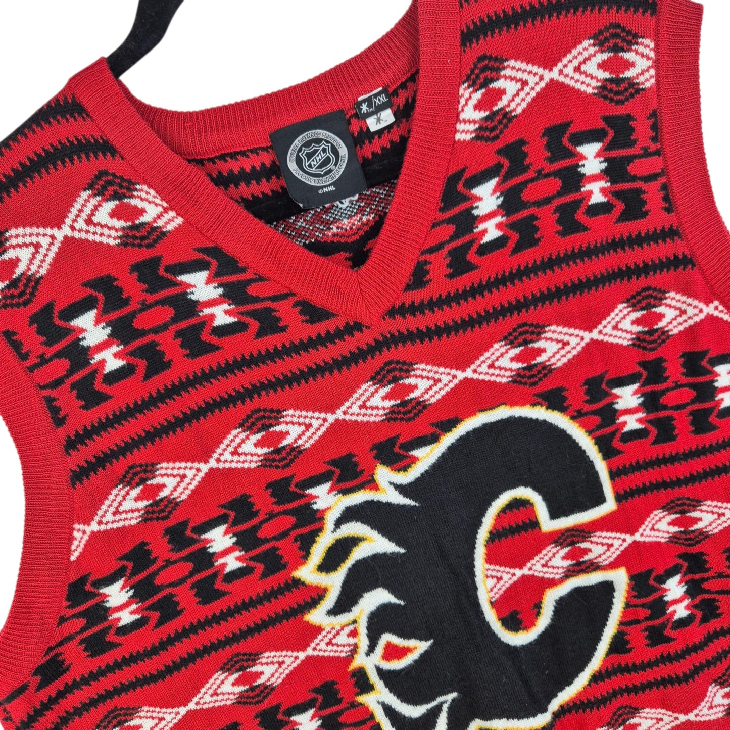 NHL Calgary Flames Red Acrylic Knit Vest Size 2XL