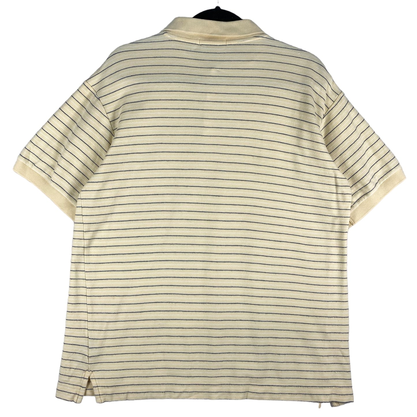 Vintage Nautica 2000's Cream Yellow Striped Cotton Polo Shirt Size L