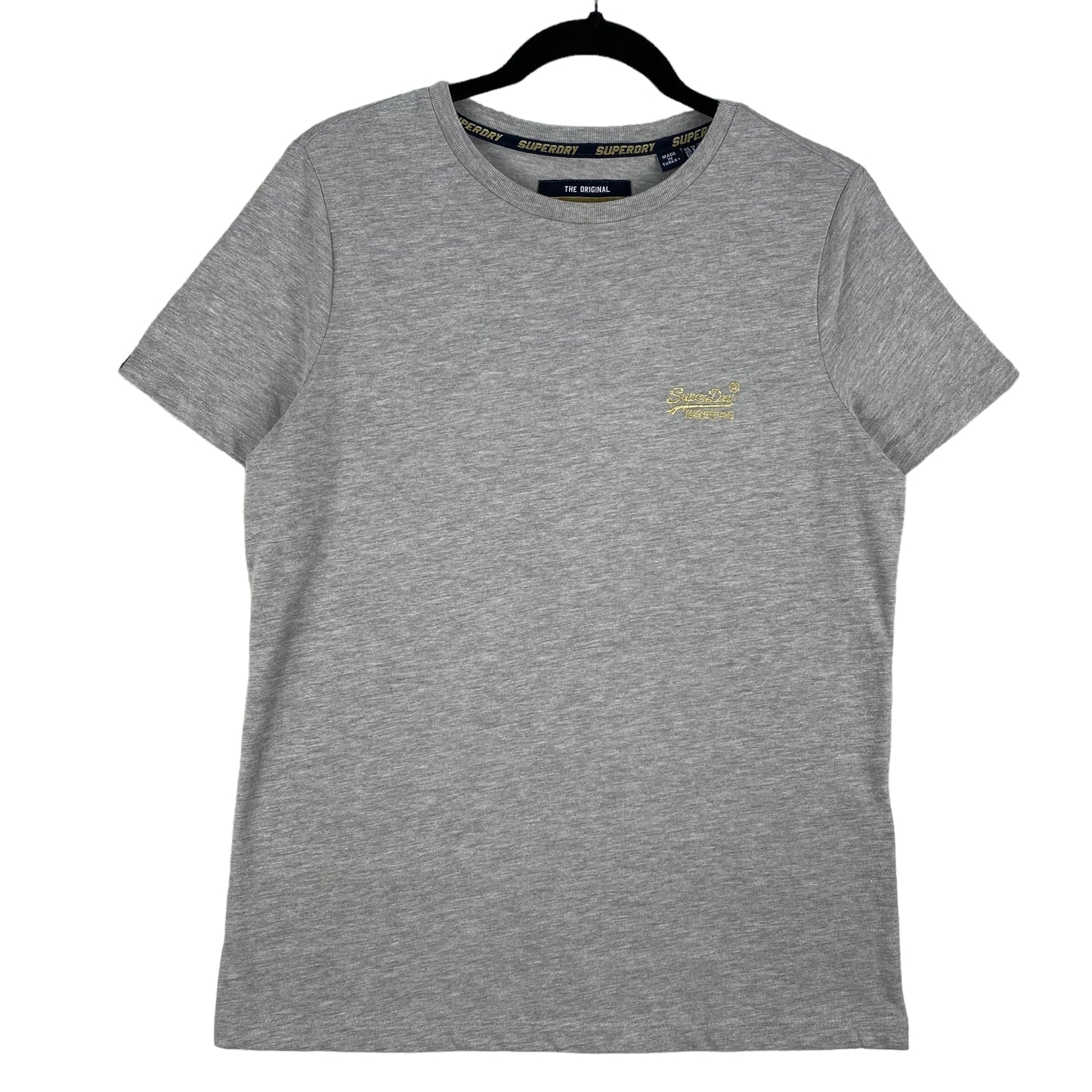 Superdry Womens Grey Basic Embroidered Cotton Tee Shirt Size M
