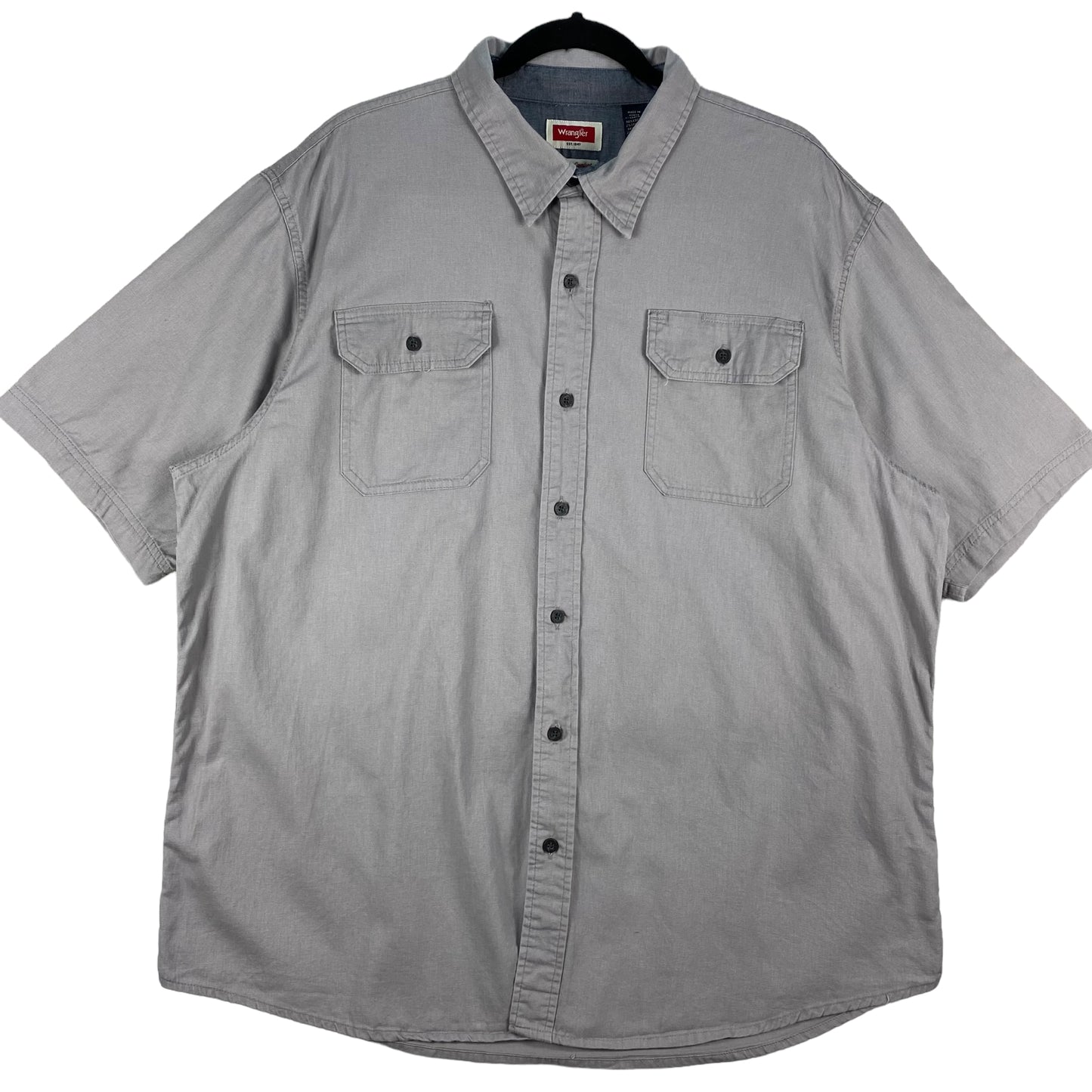 Vintage Wrangler 2000's Grey Short Sleeve Light Button Denim Shirt Size XL