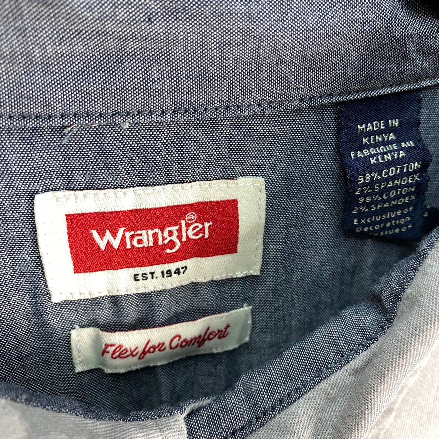 Vintage Wrangler 2000's Grey Short Sleeve Light Button Denim Shirt Size XL