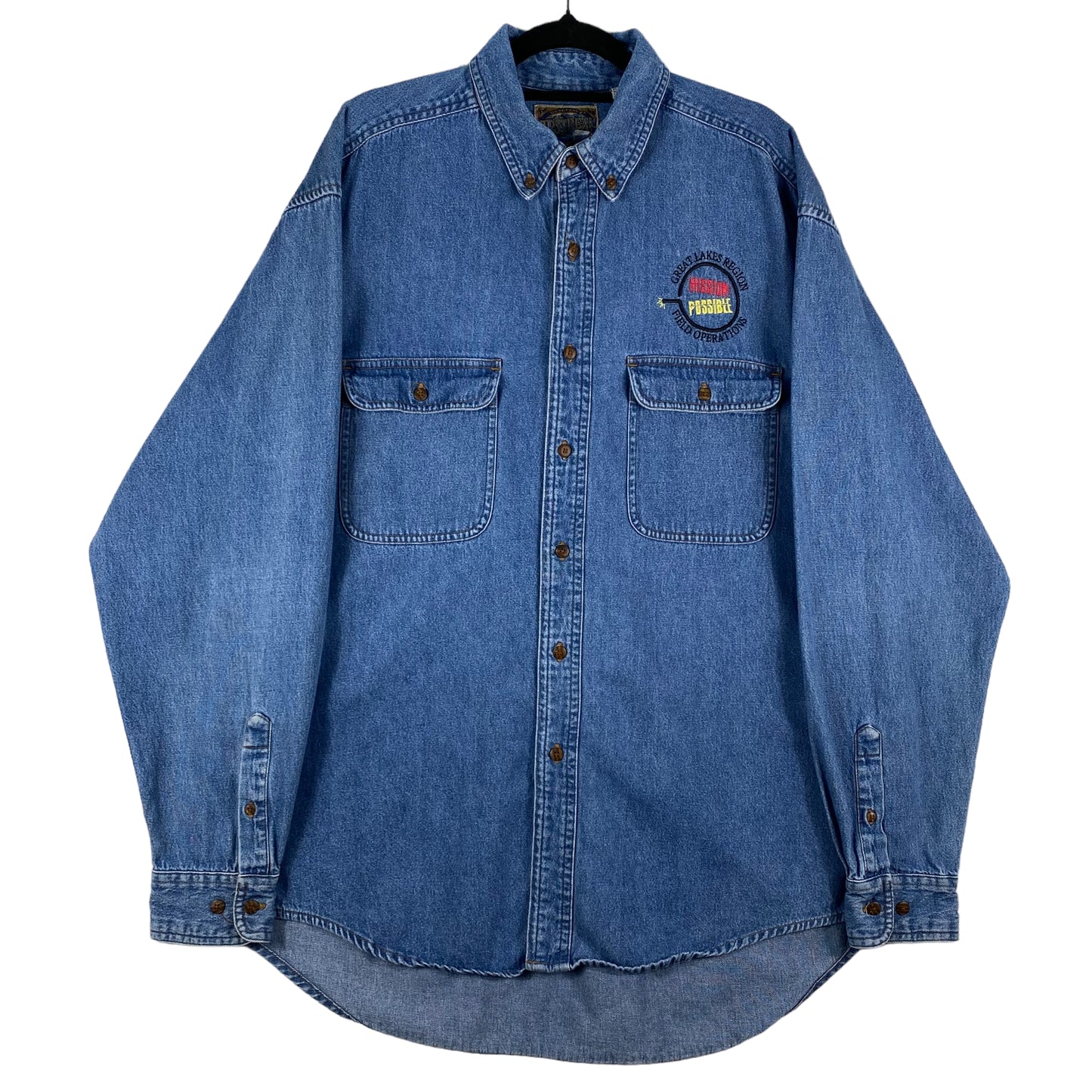 Vintage 90's Lawson Insight Blue Long Sleeve Button Denim Shirt Size L